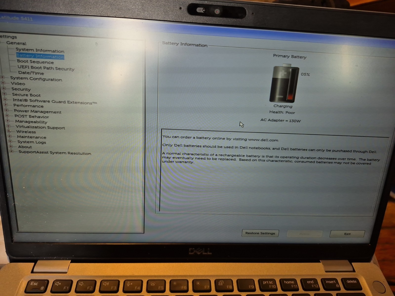 Dell Latitude 5411 14″ Core i7-10850H 2.7GHz 4GB RAM NO DRIVE POOR BATTERY