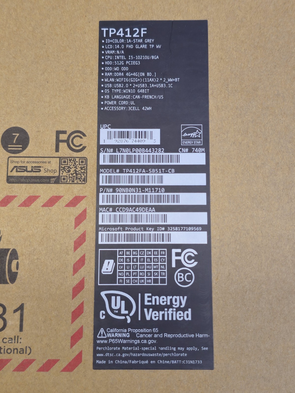 Asus 14″ Vivobook Flip Core i5-10210U + 8GB + 512GB M.2 Windows 11 Pro TESTED