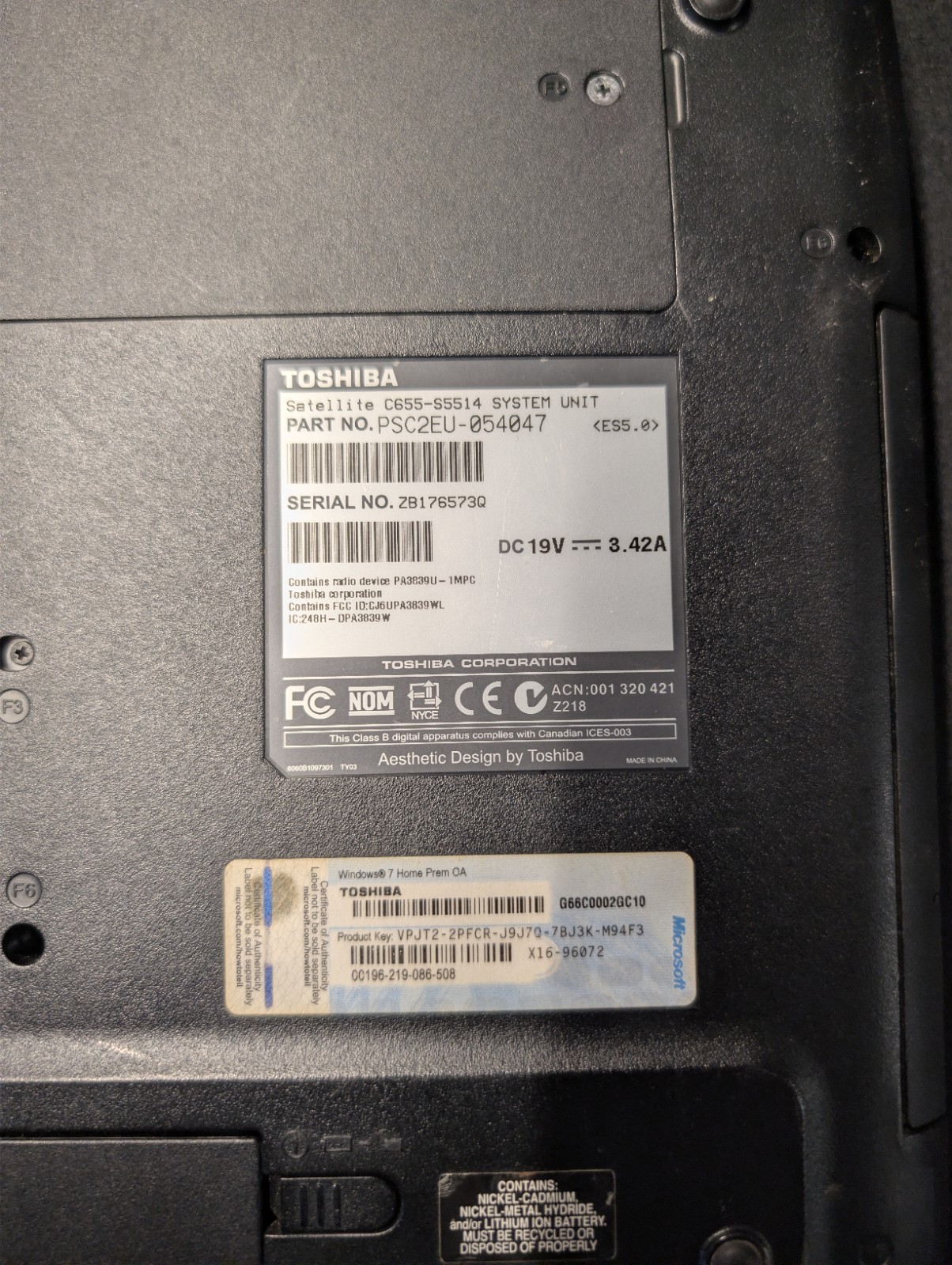 Toshiba Satellite C655-S5514 15.6″ Laptop | For Parts or Repair | Untested