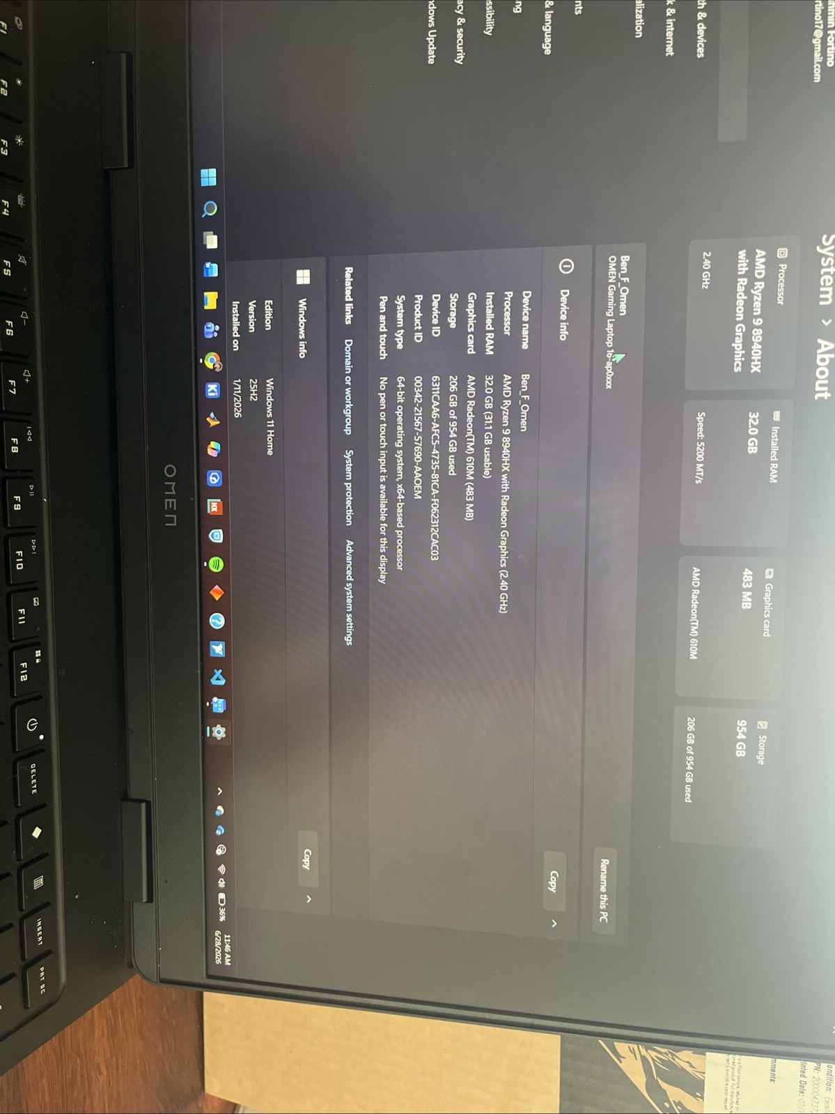 hp omen 16 gaming laptop. Model 16-ap0053dx