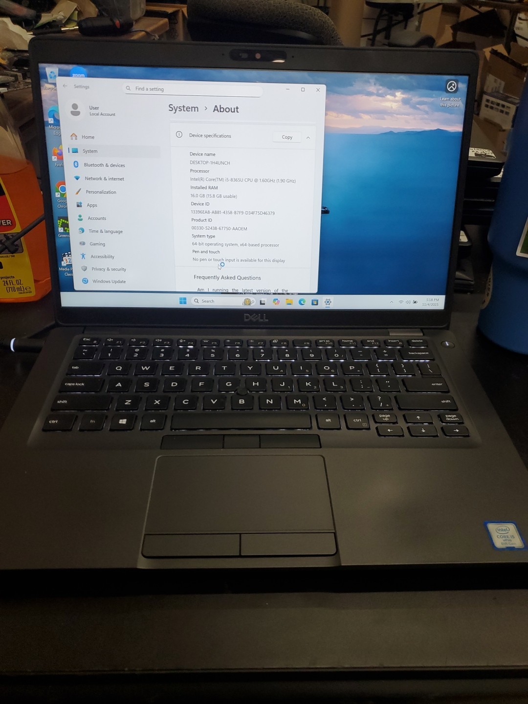 Dell Latitude 5400 Intel Core i5-8365U 16GB RAM 256GB SSD Dinged Corner 110425-7
