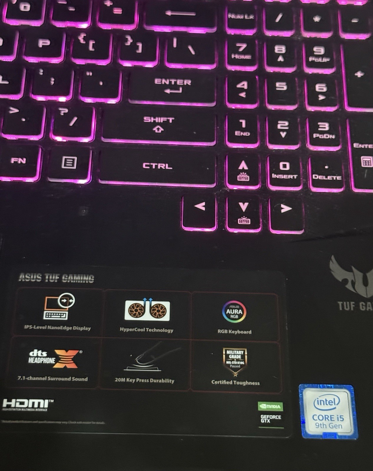 ASUS TUF Gaming FX505GT Laptop Intel Core i5-9th Gen 8GB RAM 240GB SSD GTX 1650