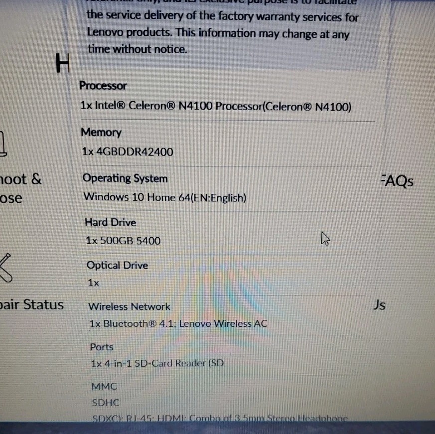 Lenovo IdeaPad 330-15IGM Laptop 15″ Intel Celeron 1.10GHz 4GB 500GB
