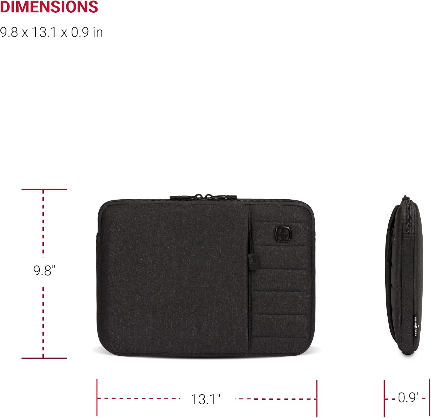 Charcoal Heather Micro-Twill Laptop Case, Padded Sleeve with Zippered Front Comp