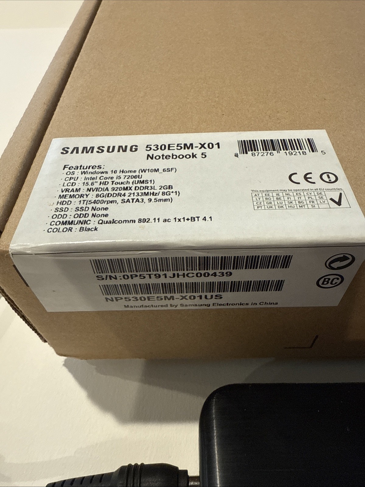 SAMSUNG NP530E5M X01US | INTEL CORE I5-7200U 2.50GHZ No Ram No HDD No Adapter