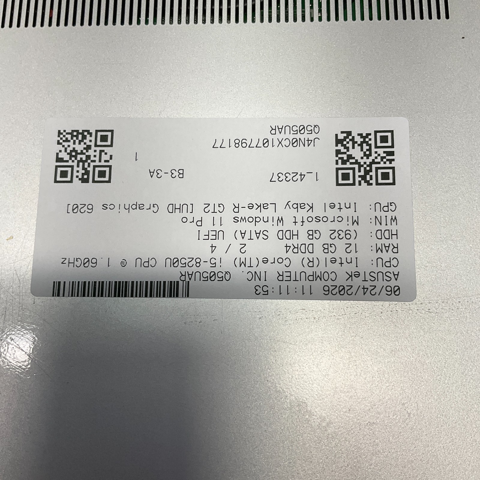 ASUS Q505UAR | INTEL CORE I5-8250U @ 1.60 GHz 1TB HDD 12GB Windows 11 Pro Laptop