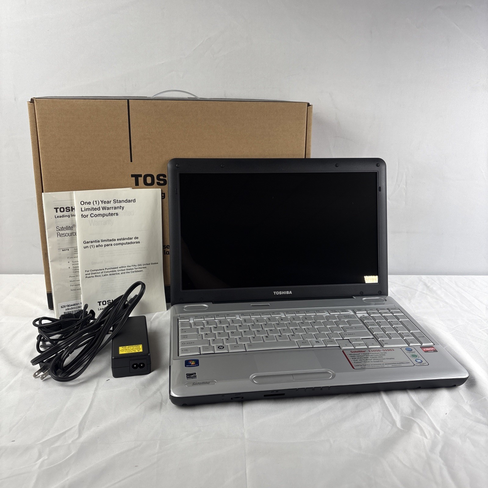 Toshiba Satellite L505D-S5983 Windows 7 AMD II 3GB DDR2 15.6” 320GB New Tested