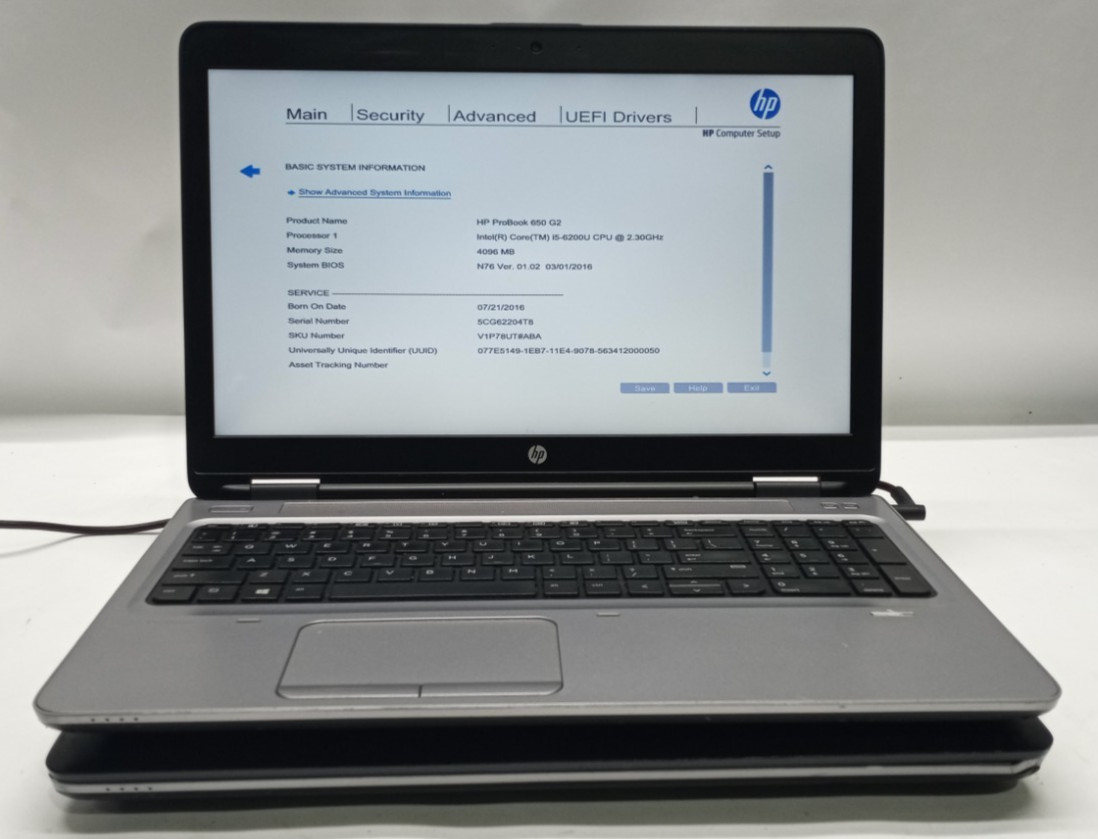 Lot of 2 HP ProBook 650 G2 i5-6200U@2.30 4GB RAM NO HDD/OS NO BATTERY WH657*
