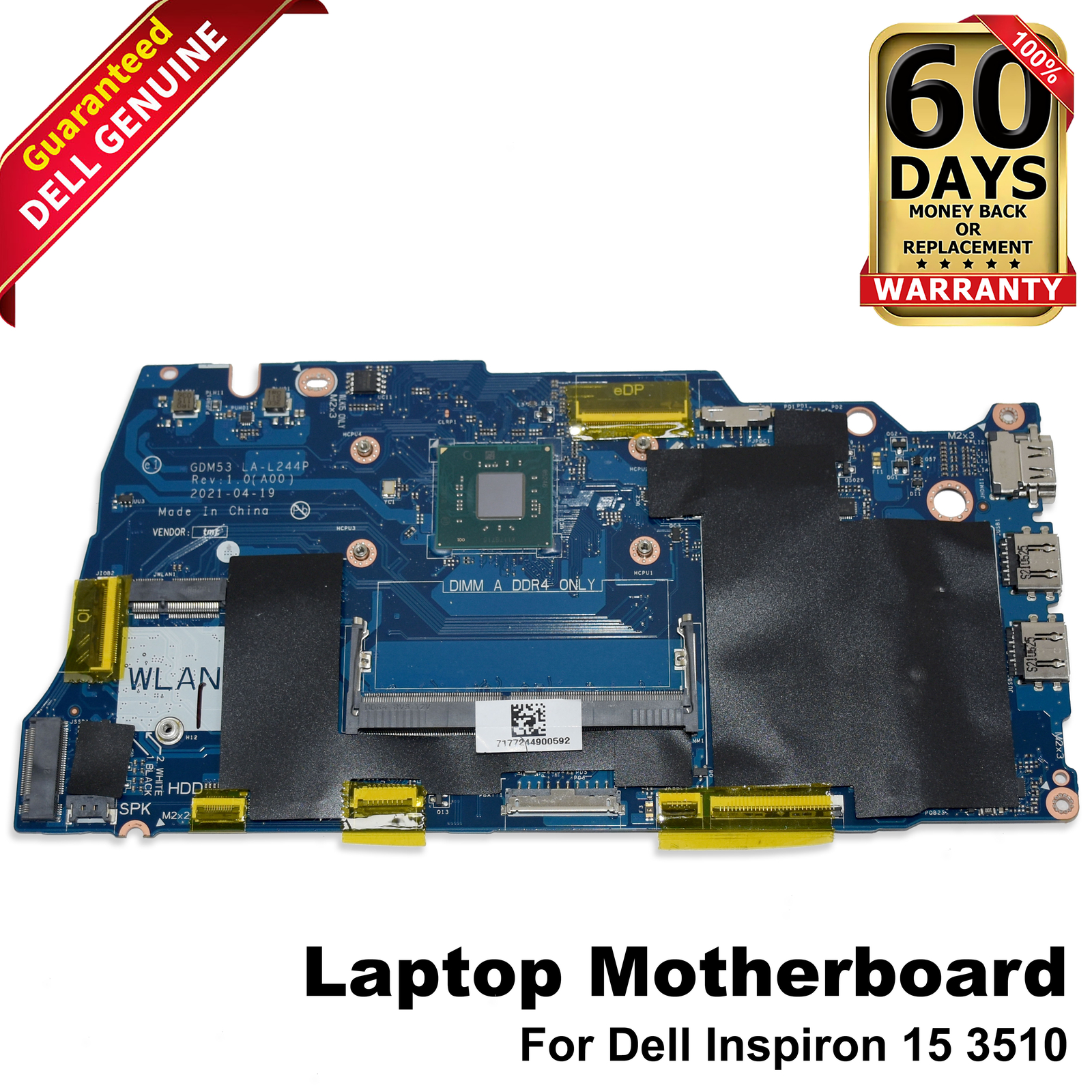 Dell Inspiron 15 3510 Intel Celeron Dual-Core DDR4 Motherboard LA-L244P NCXC4