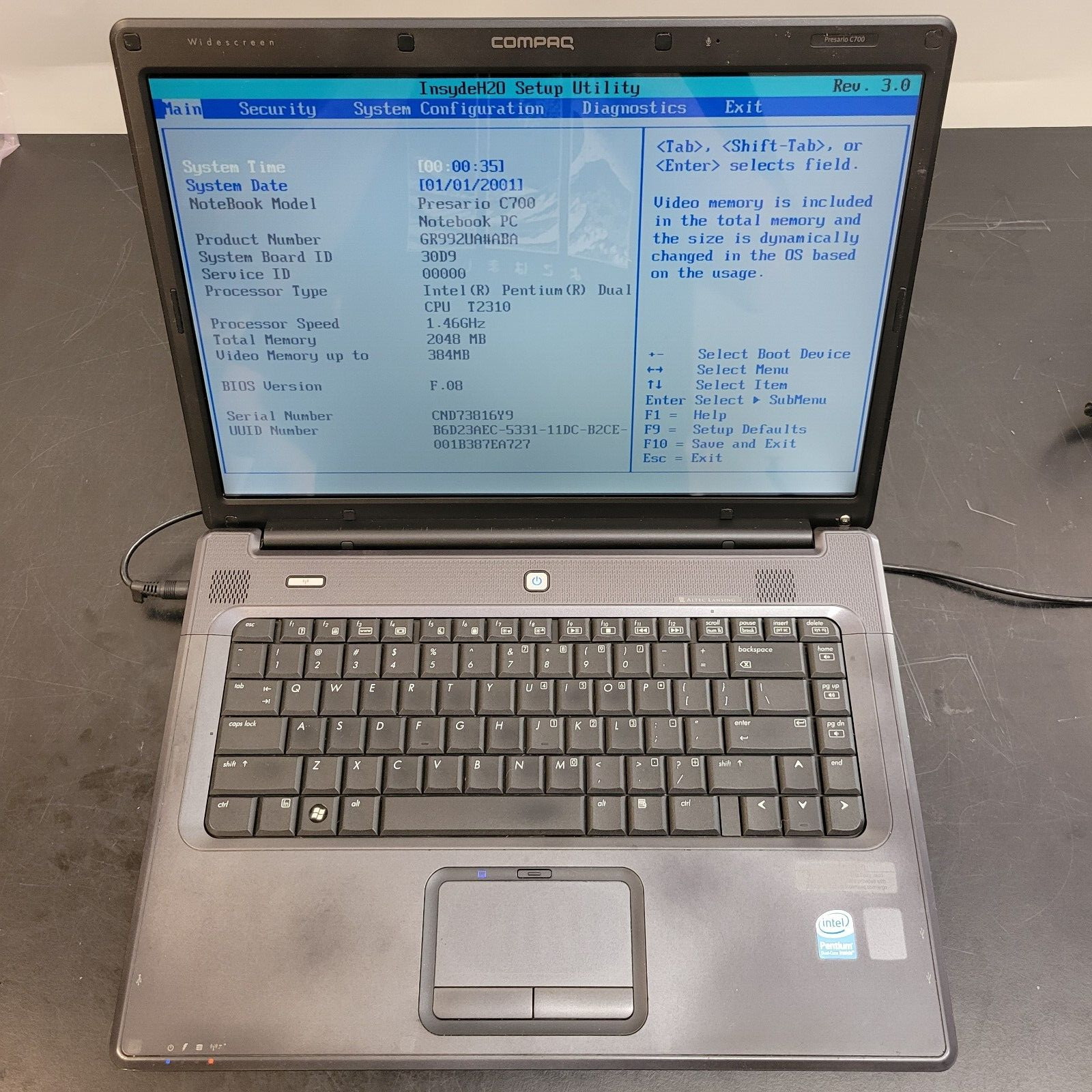Compaq Presario C700 15.6″ Intel Pentium T2310 2 GB RAM 0 GB HDD