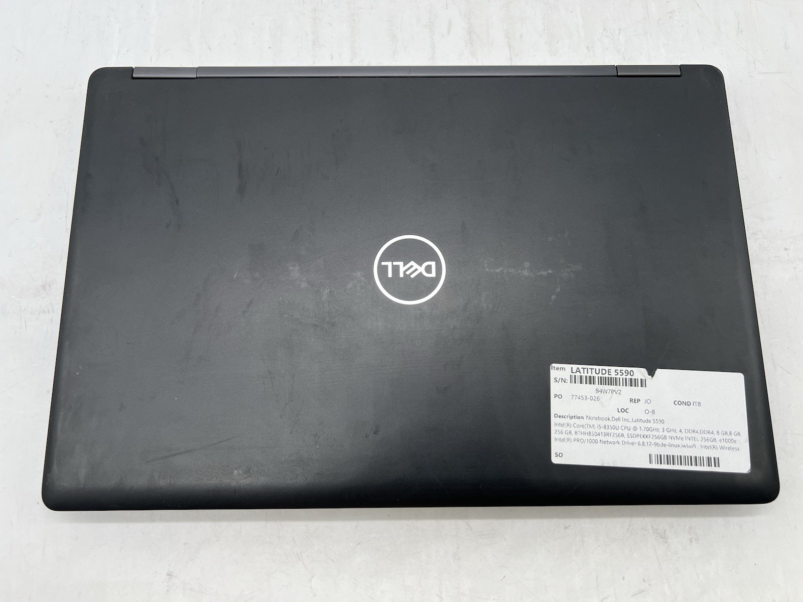Dell Latitude 5590, i5-8350U, @1.70GH, 16GB RAM, 256GB NVMe-No OS, w/Charger