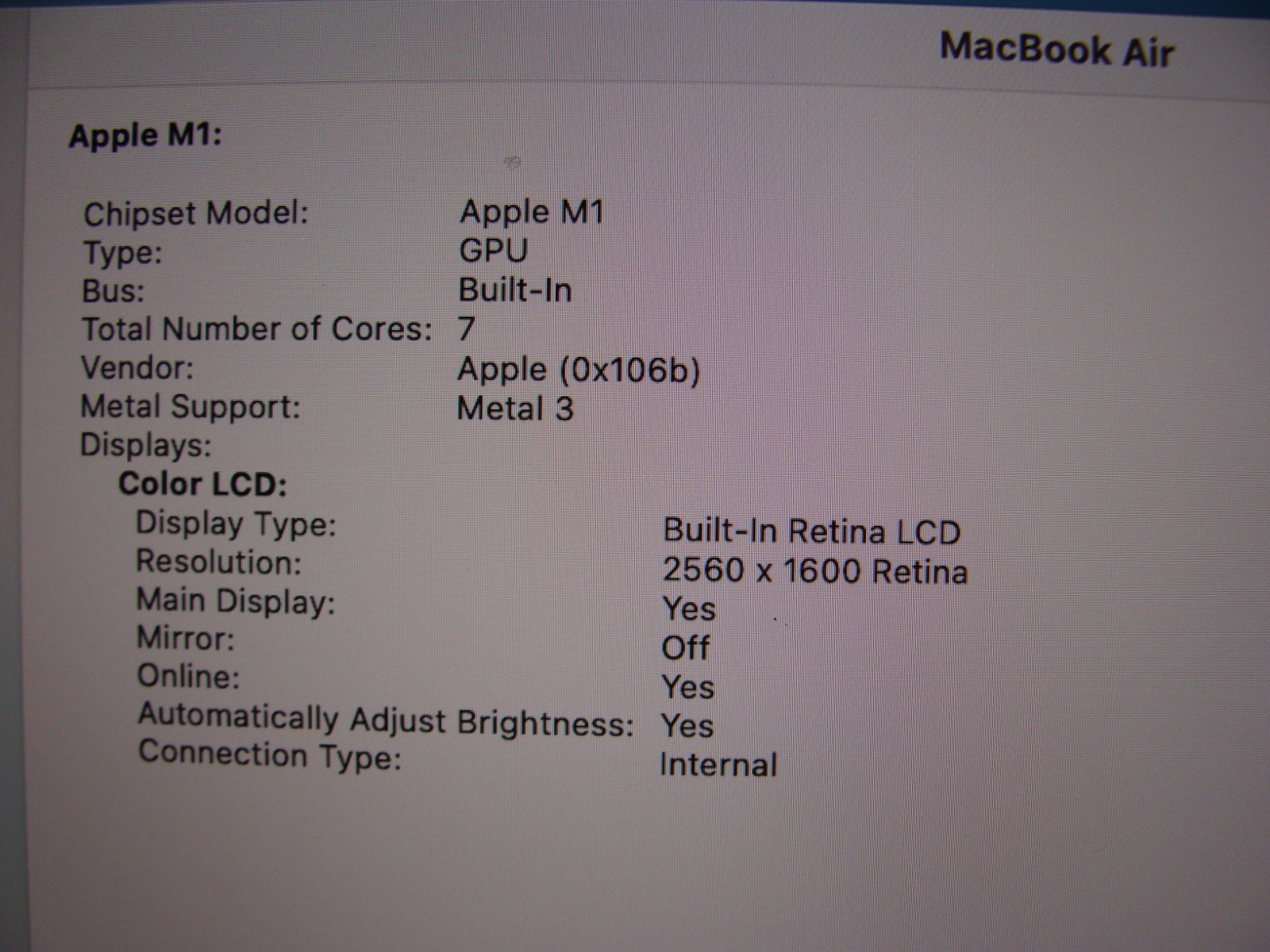 Apple MacBook Air A2337 13.3″ M1 2020 8CPU/7GPU 8GB 256GB OS Sequoia space gray