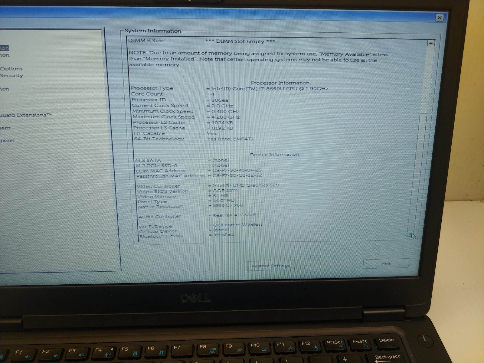 Dell 5490 Latitude 14-Inches i7-8650U 8GB RAM 256GB SSD Laptop