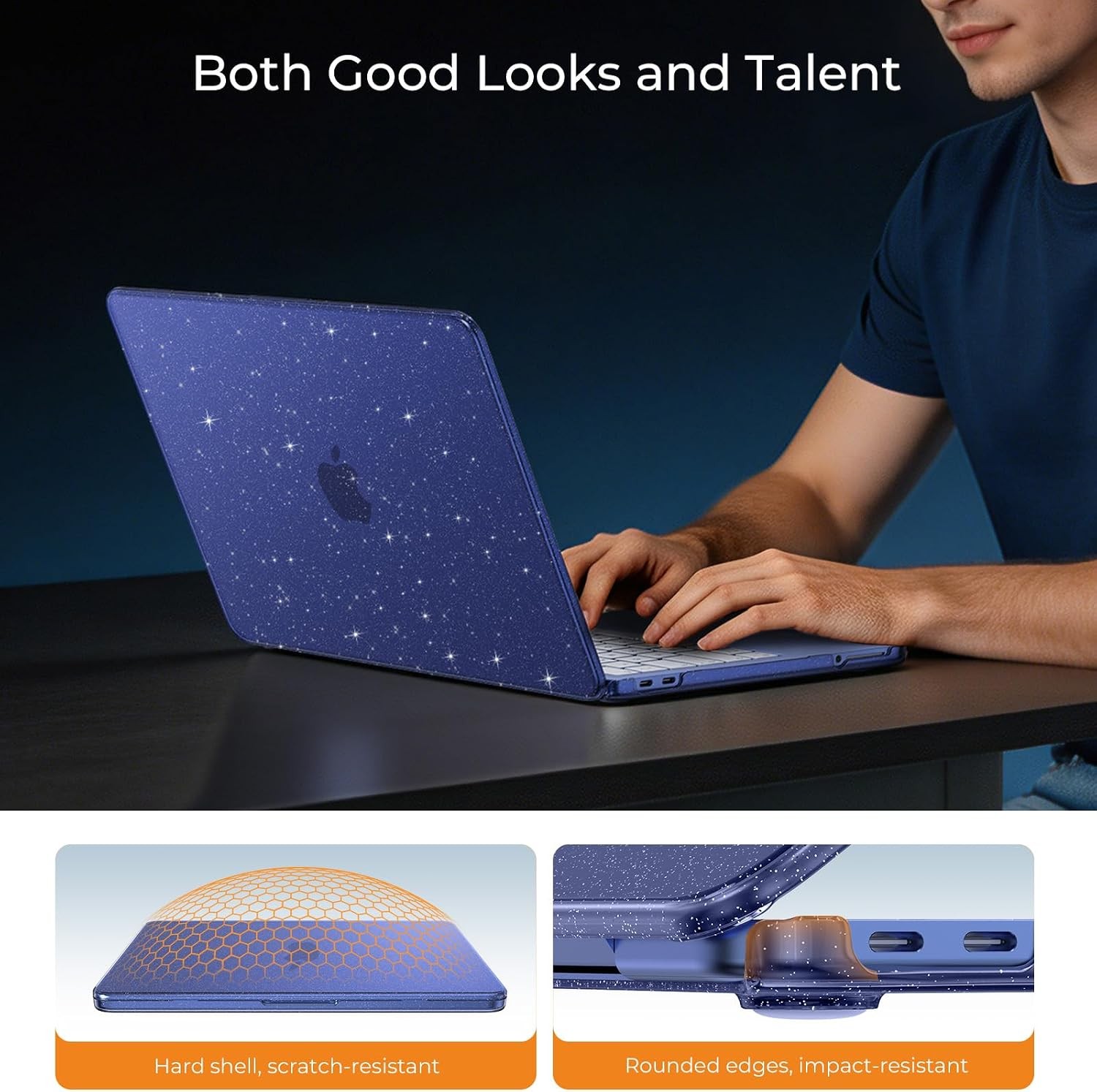 MacBook Neo Case 13 inch 2026 Model A3404 with A18 Pro Chip, Sparkly Indigo
