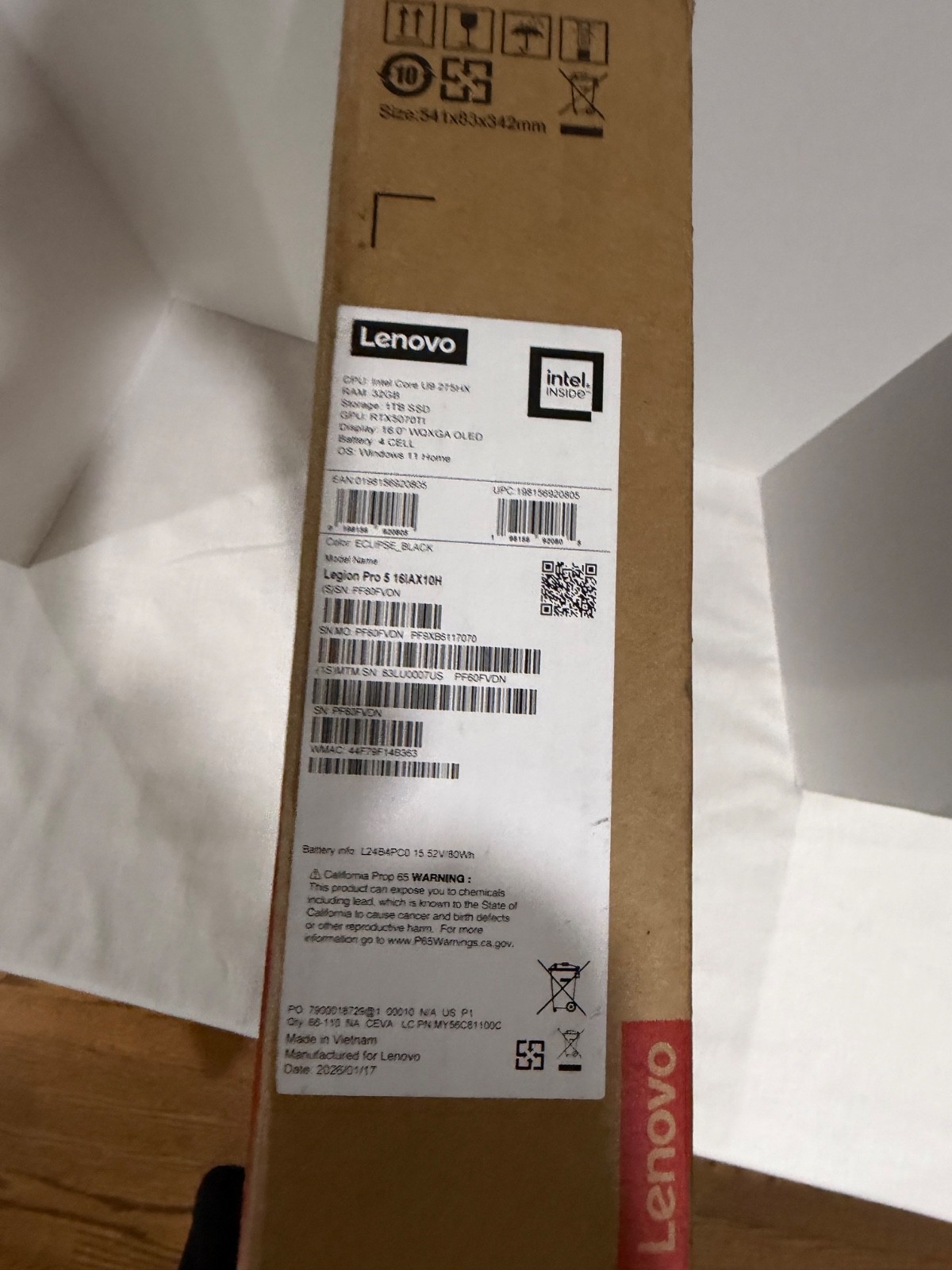 Legion Pro 5 16IAX10H model 83LU0007US