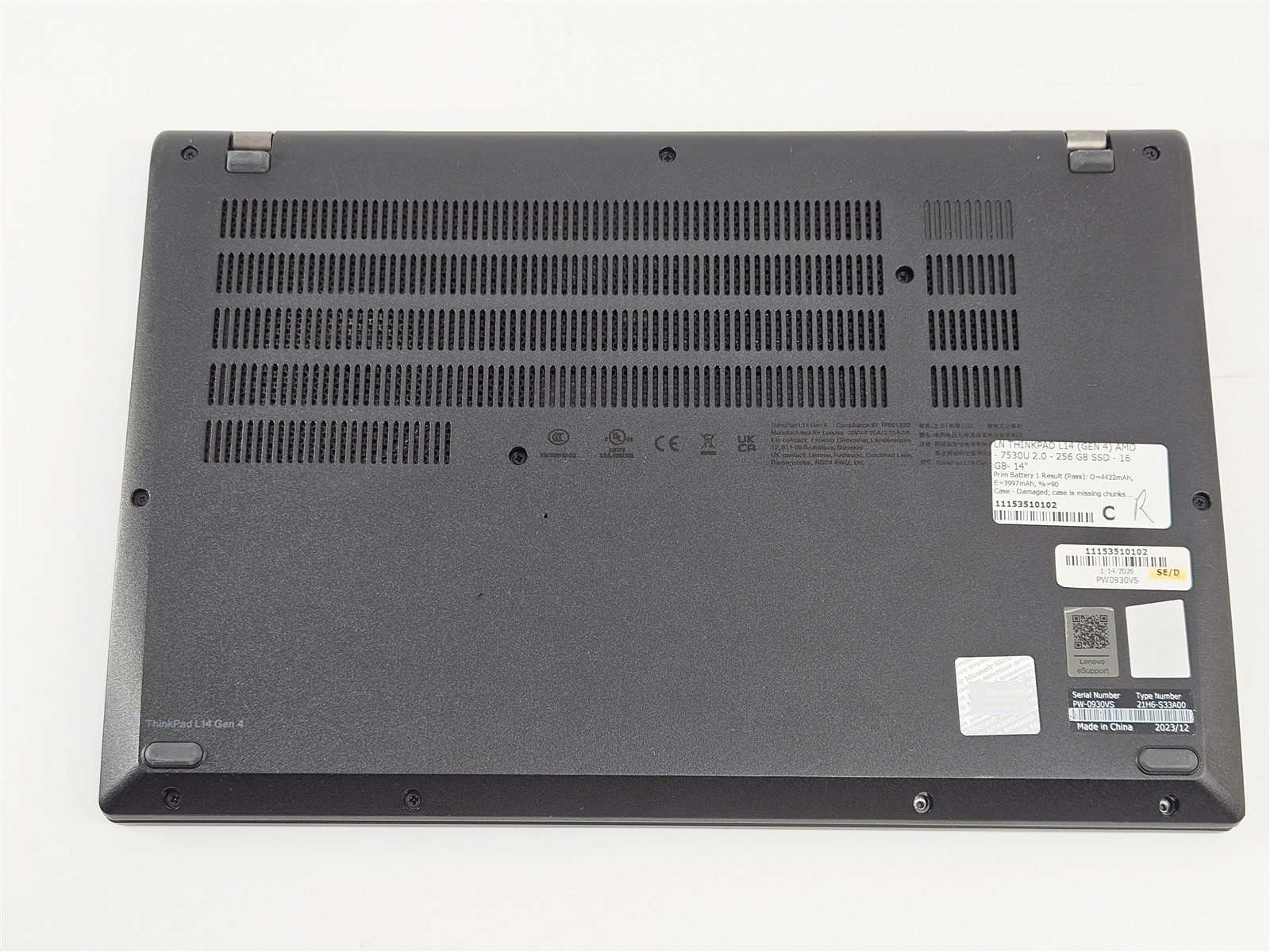 Lenovo ThinkPad L14 Gen 4 Ryzen 5 Pro 7530U 14″ 2.0GHz 16GB 256GB SSD Radeon