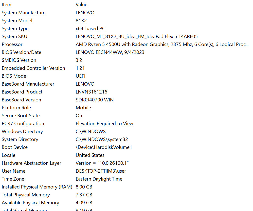 Lenovo IdeaPad Flex 5 81X2 14.0 Ryzen 5 4500U 2.8GHz 8GB RAM 512GB SSD