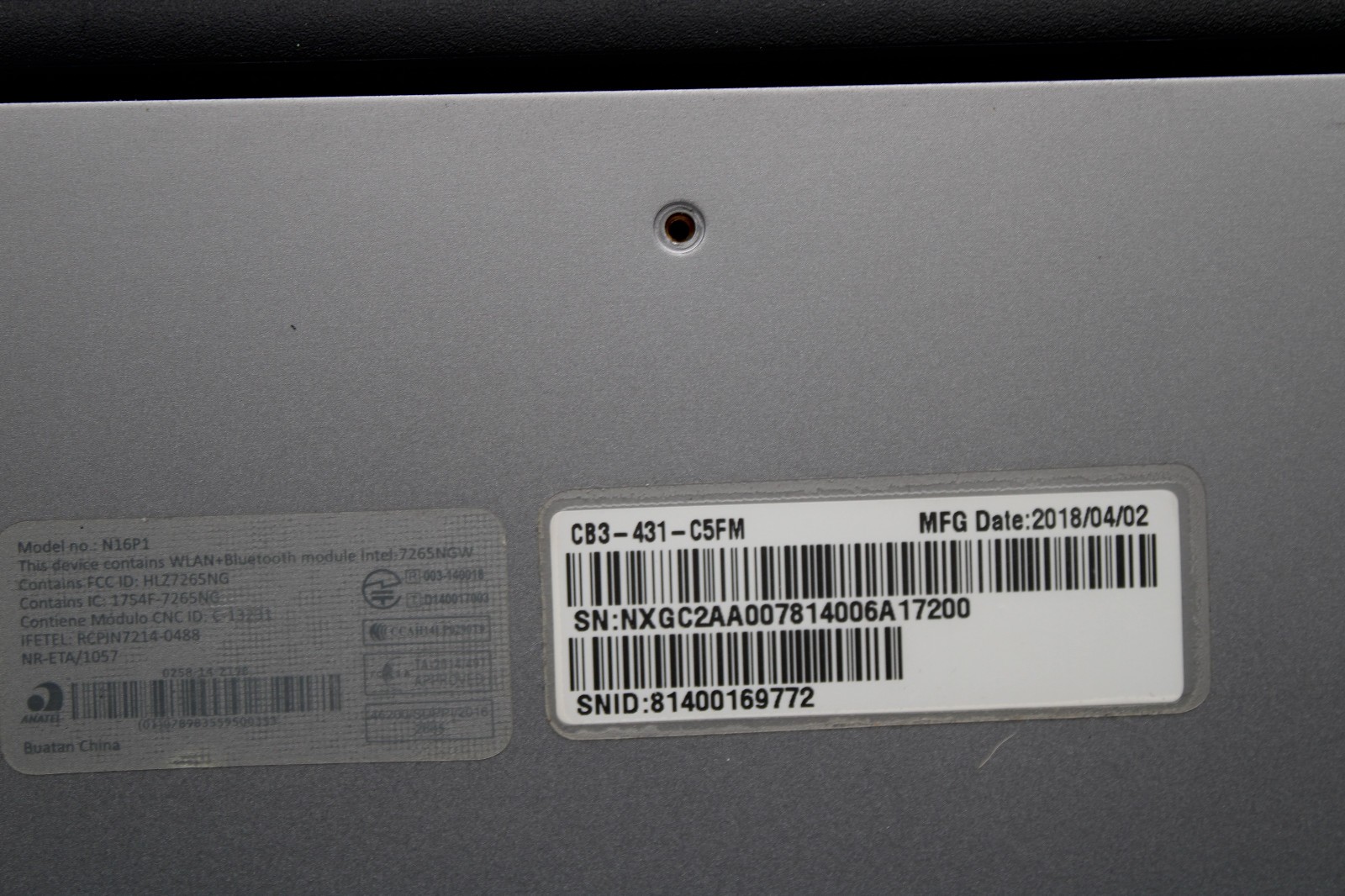 Acer Chromebook _ Celeron N3160 @ 1.6 _ 4GB / 32GB _ ChromeOS