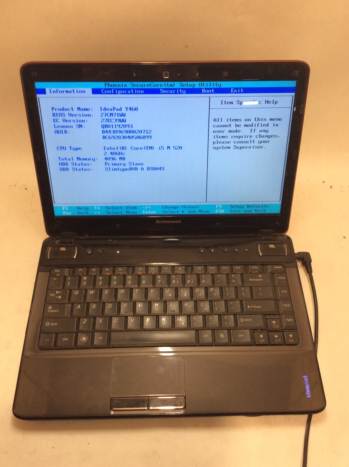 Lenovo IdeaPad Y460 Laptop 14″ Intel Core i5 1st Gen READ DESCRIPTION -PP