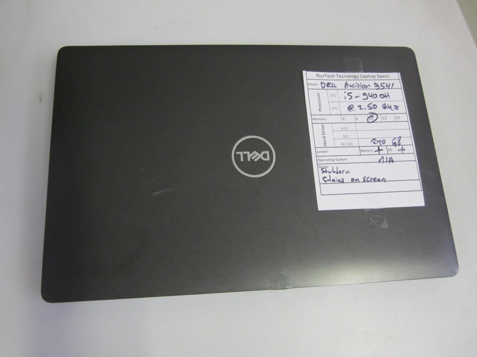 Dell Precision 3541 i5-9400H 16GB 2.50GHz 240GB M2SSD Laptop + AC NO OS READ