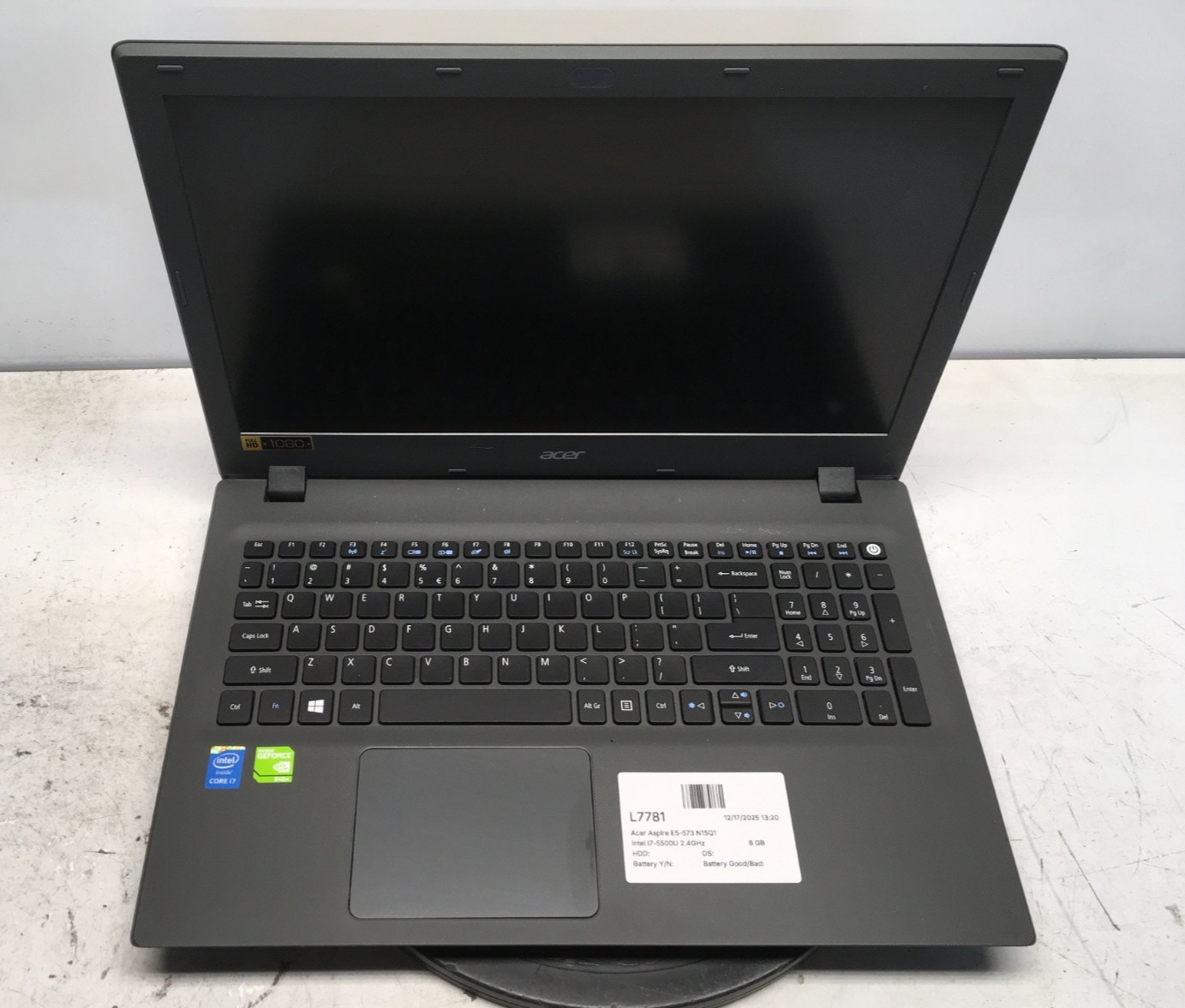 Acer Aspire E5-573 N15Q1 Intel i7-5500U 2.4GHz 8 GB NO HDD