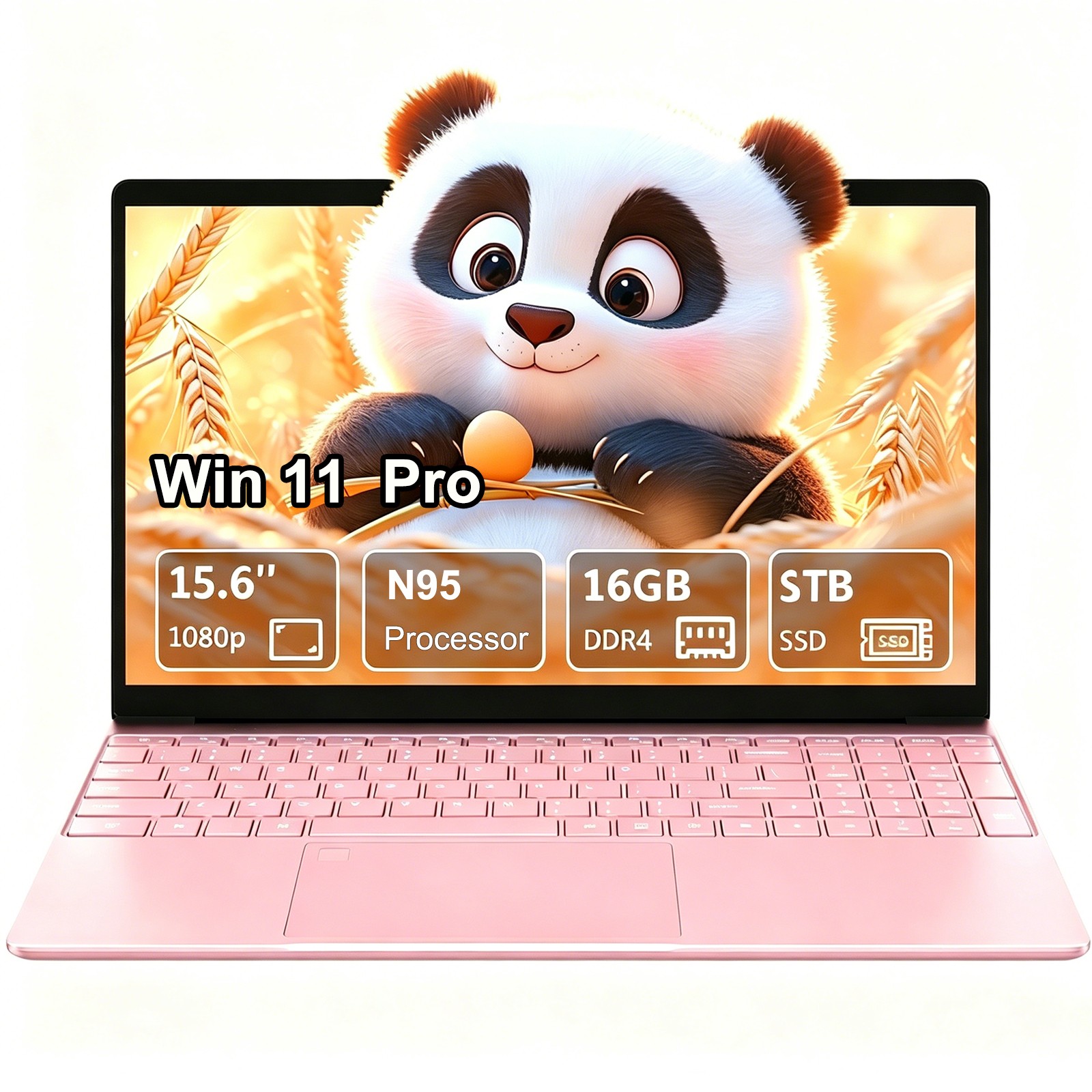 Pink Laptop 15.6″ FHD 4-Core N95 16GB DDR4 1TB SSD 8000mAh Portable Notebook New