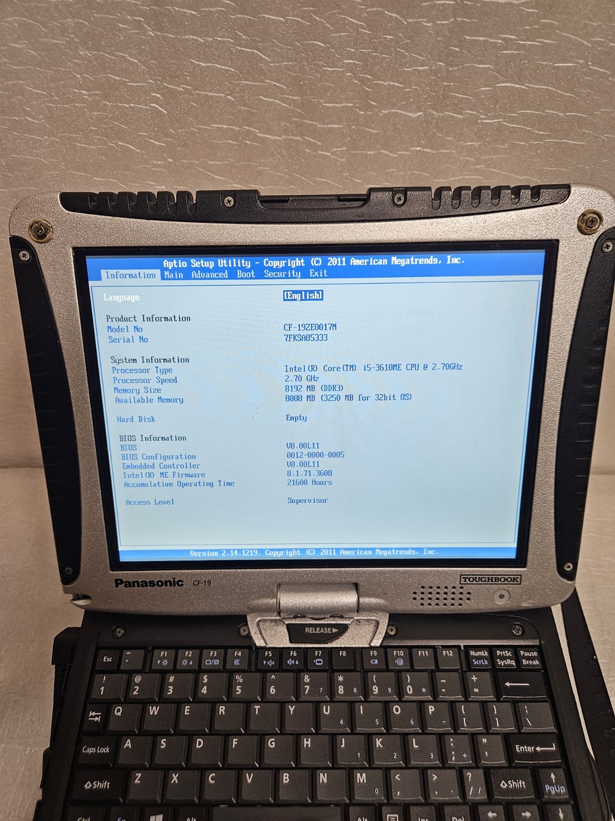 Lot Of 8 Panasonic Toughbook CF-19, i5-3610ME @ 2.7GHz, Tested Grade C
