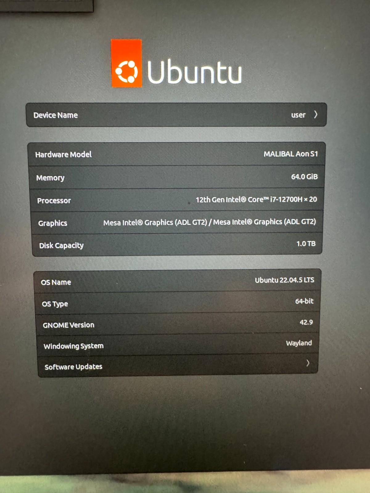 Malibal Aon S1 14″ | i7 | 64GB Ram | Nvidia RTX 3050 Ti | 1TB SSD | Linux Ubuntu
