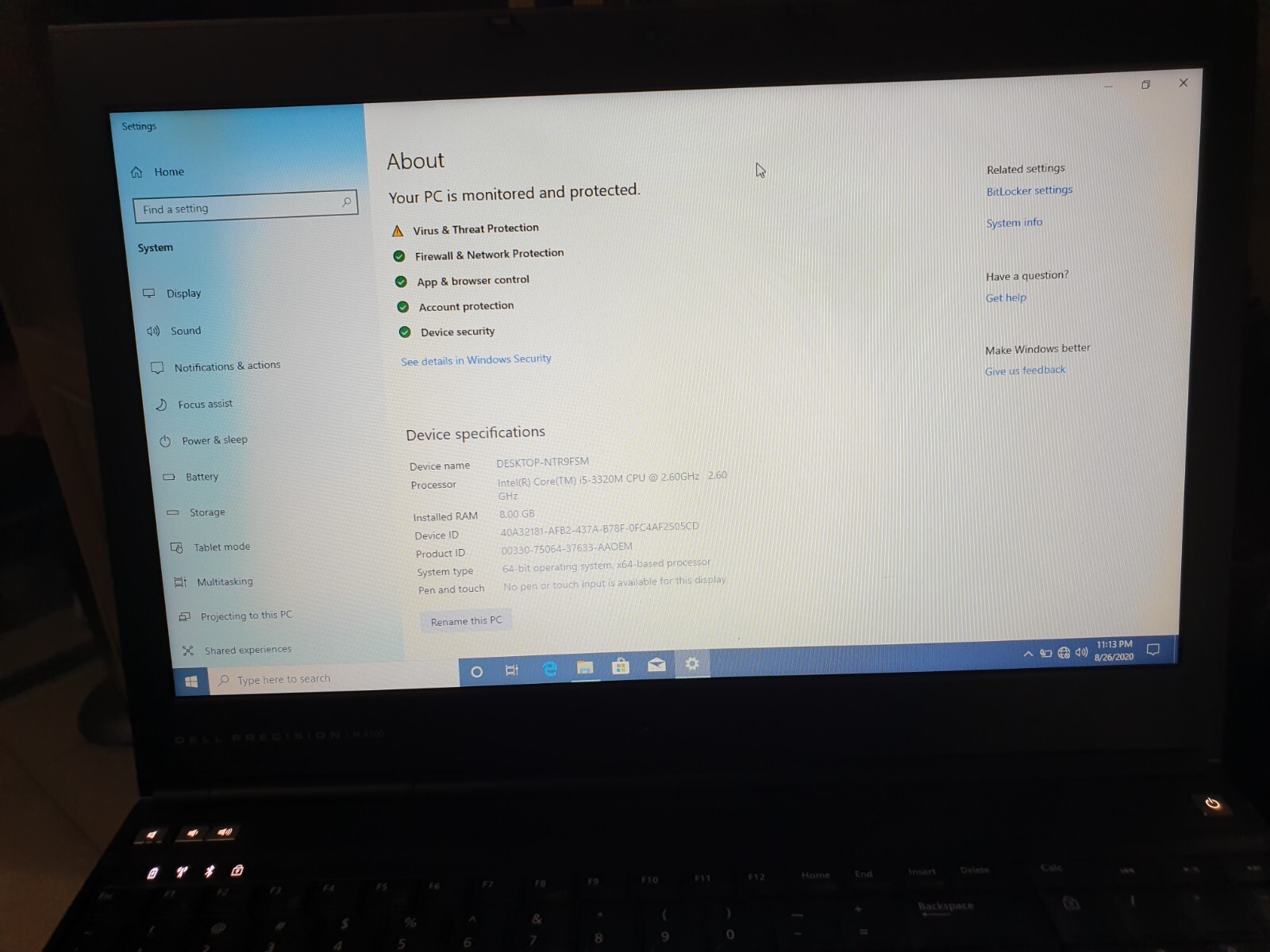 Dell Precision M4700 FHD Core i5-3320M 2.60 GHz 8GB RAM 1TB HDD AMD M7700 Win 10