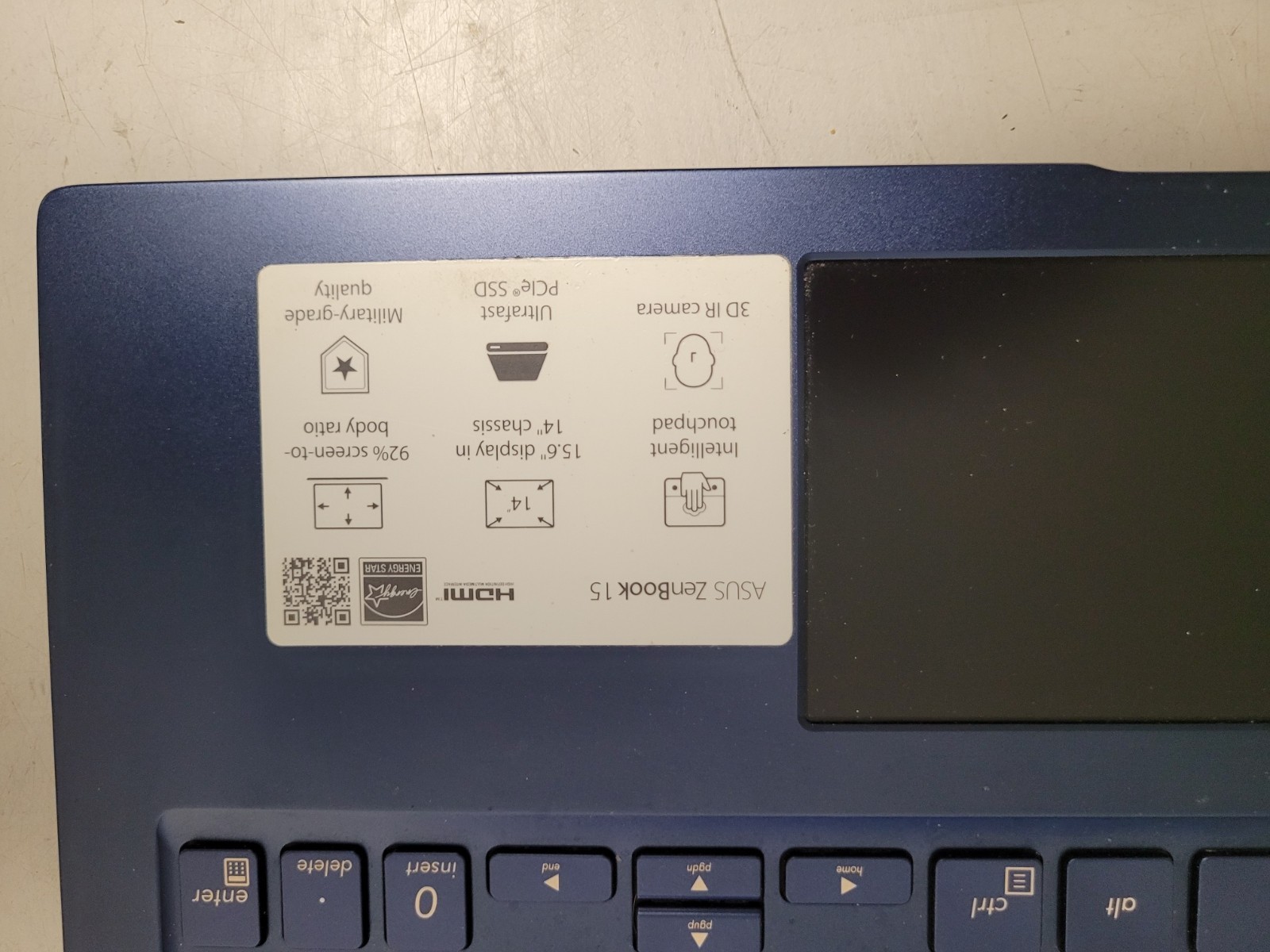 Asus zenbook 15 15.6″ i7-10510u 1.8ghz 16gb onboard ram 256gb ssd read 072882038