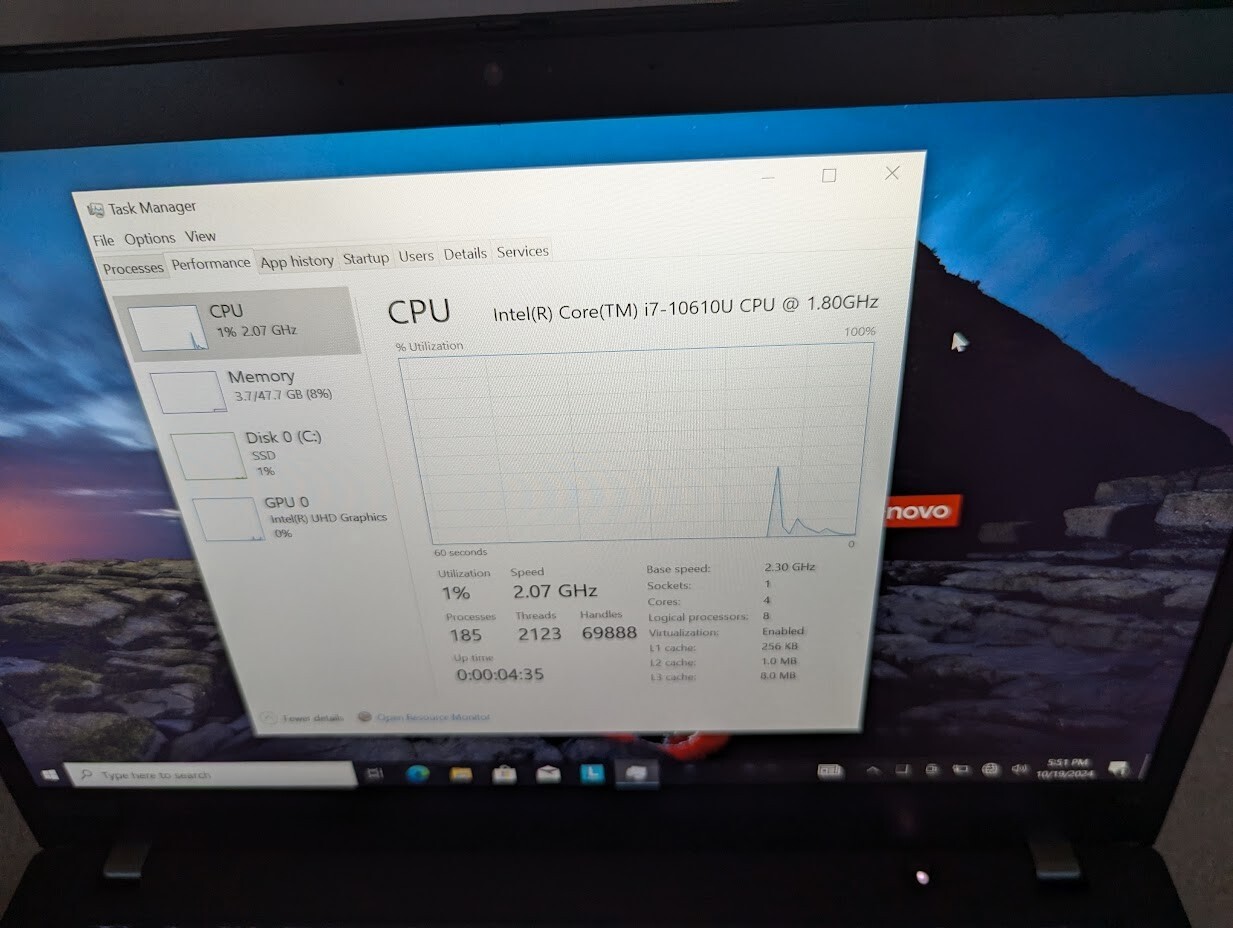 Lenovo Thinkpad T14 G1 i7-10610U 48GB RAM/500 GB SSD – Win 10 Pro TOUCHSCREEN