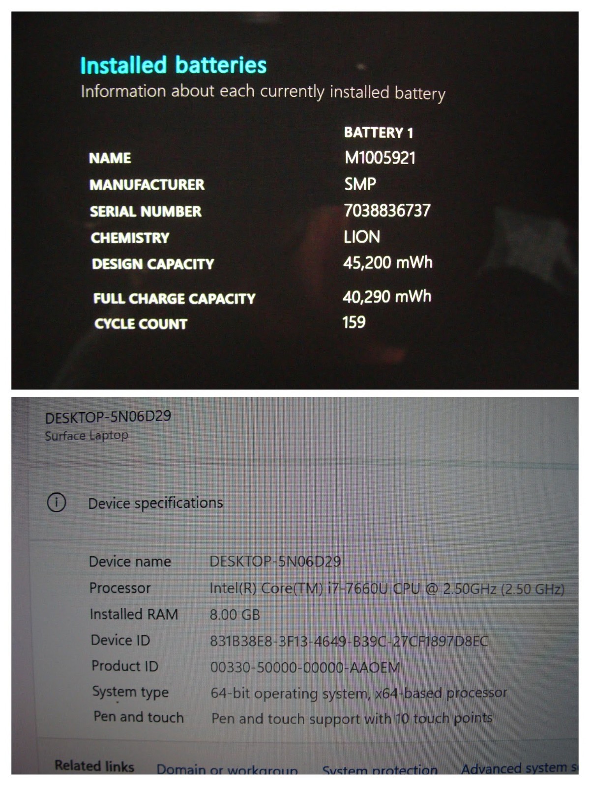 MS Surface Laptop 1769 13.5″ 2256×1504 TOUCH i7-7th 2.5GHz 8GB 256GB SSD W11P
