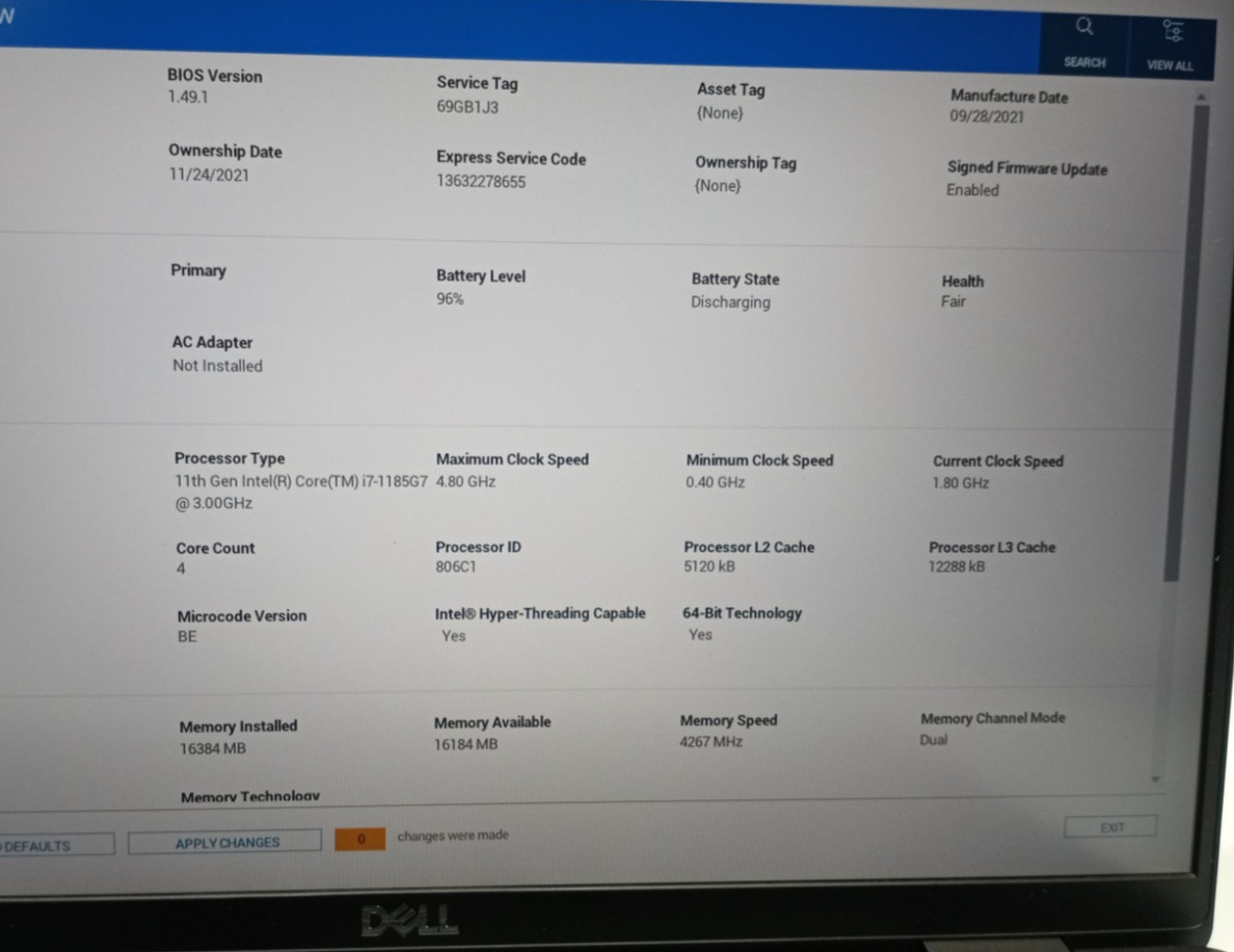 Dell Latitude 7420 14″FHD i7-1185G7@3.00GHz 16GB RAM 256GB NVMe Win11Pro MC415!