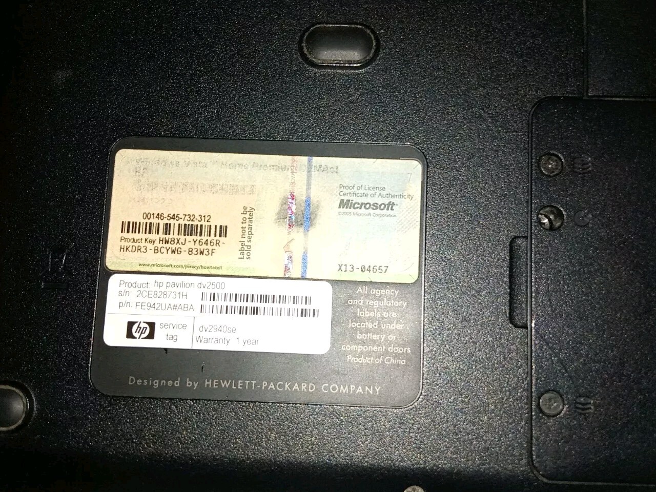 HP Pavilion DV2000 Special Edition Laptop Widescreen Parts Only, Untested