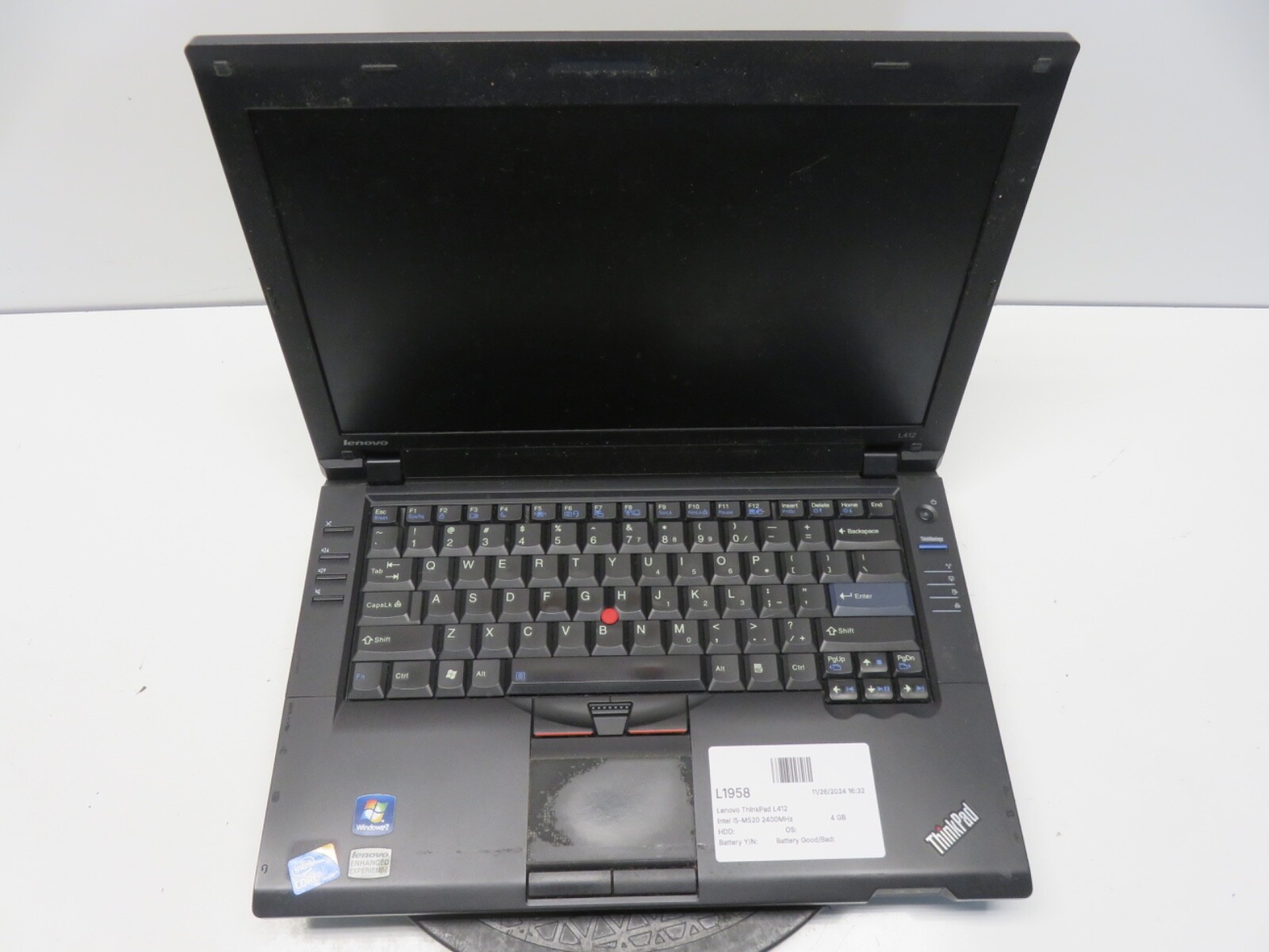 Lenovo ThinkPad L412 Intel i5-M520 2400MHz 4 GB NO HDD No Batt