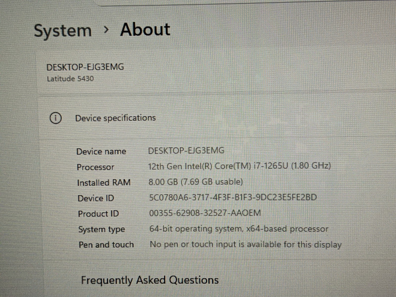 Dell Latitude 5430 14″FHD i7-12th 1.8GHz 8GB 512GB SSD W11P ExcellentBattery +PA