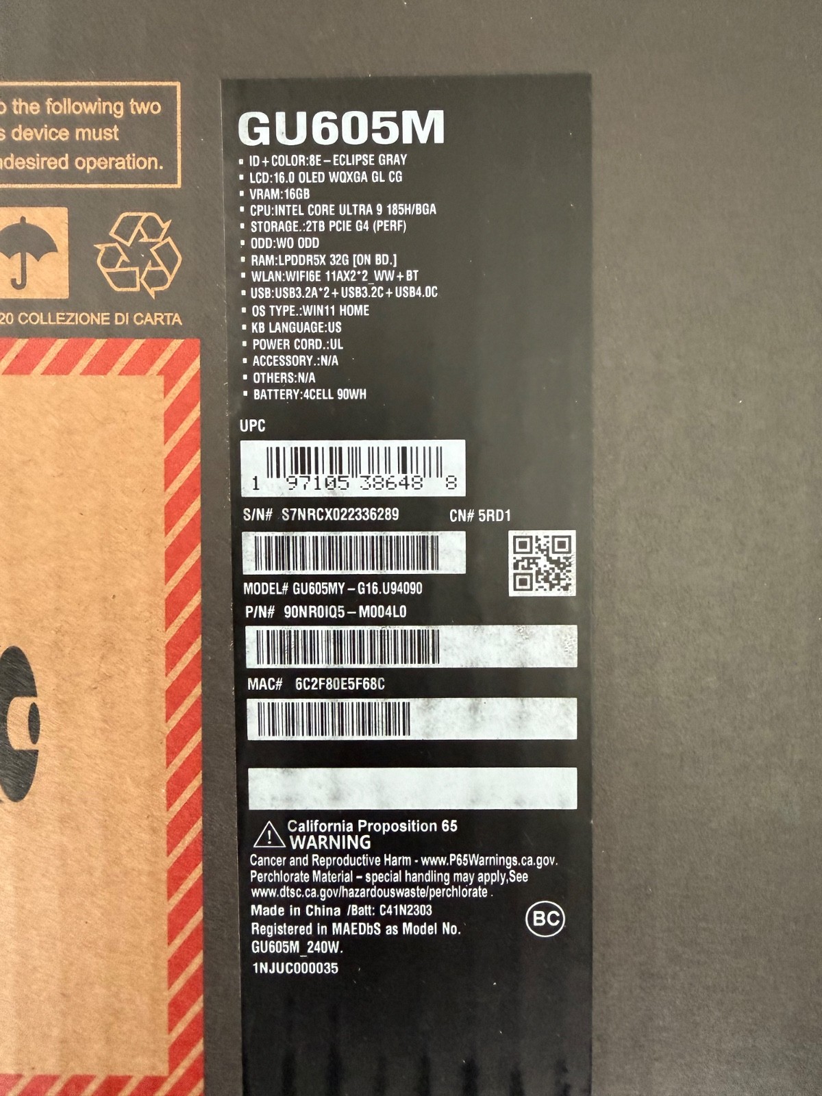 ASUS ROG Zephyrus G16 GU605MY 16″ Core Ultra 9 185H 32GB RAM 2TB SSD RTX 4090