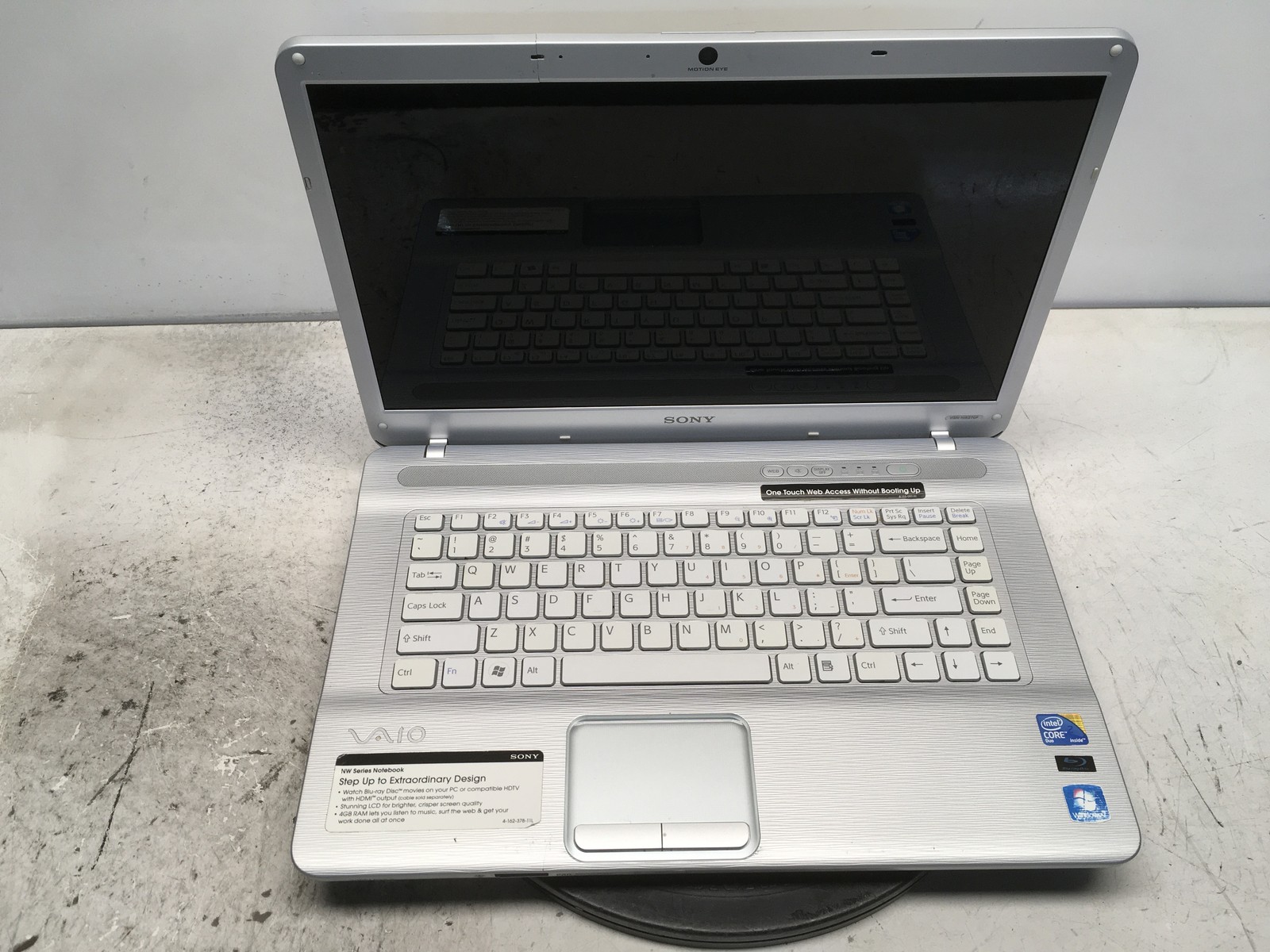 Sony Vaio VGN-NW270F Intel Core 2 Duo T6600 2.2GHz 1 GB NO HDD No Batt