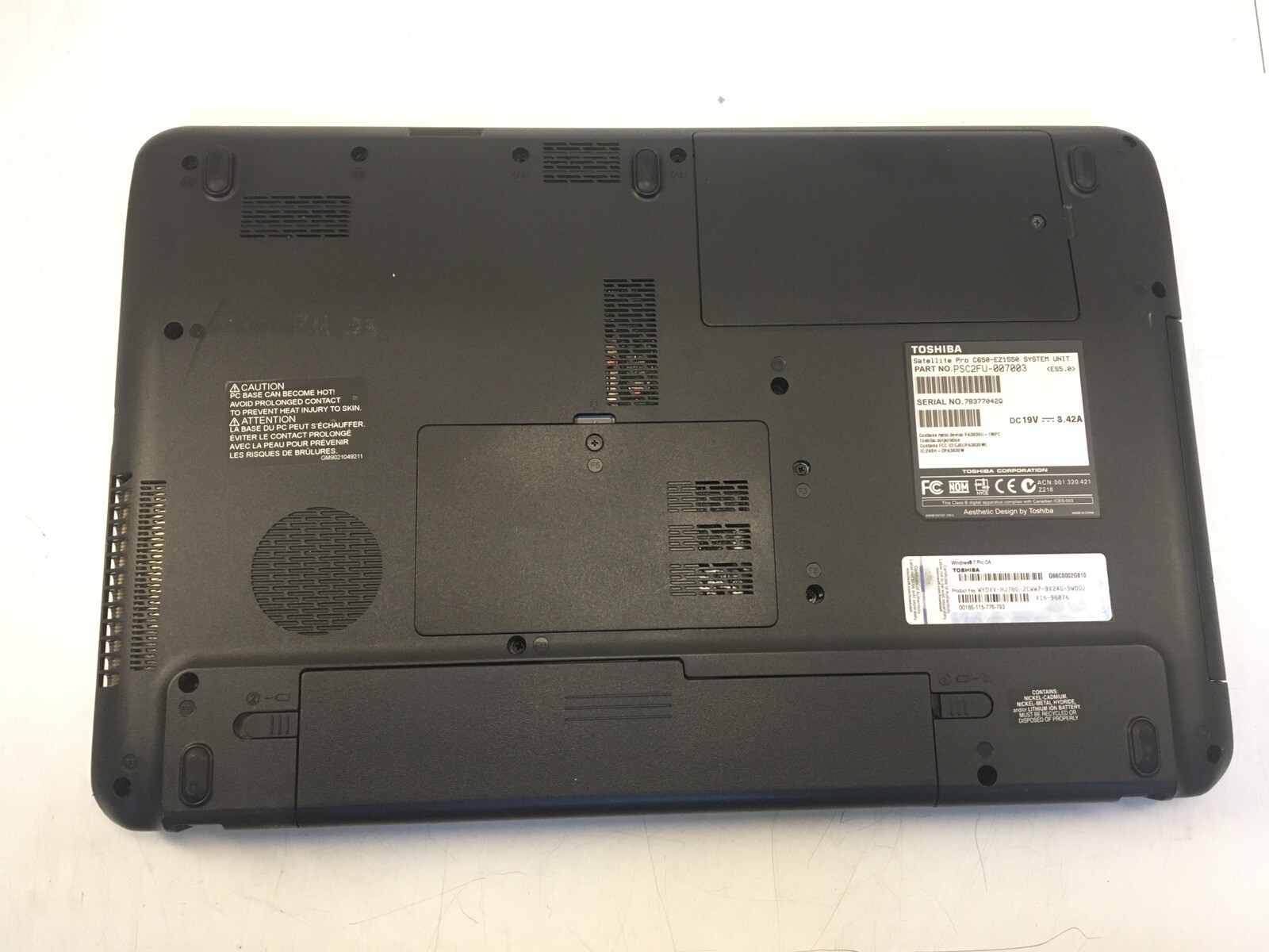 Toshiba Satellite Pro C650 Laptop i3-2310M/4GB RAM/NO OS/NO HDD – Boots to Bios
