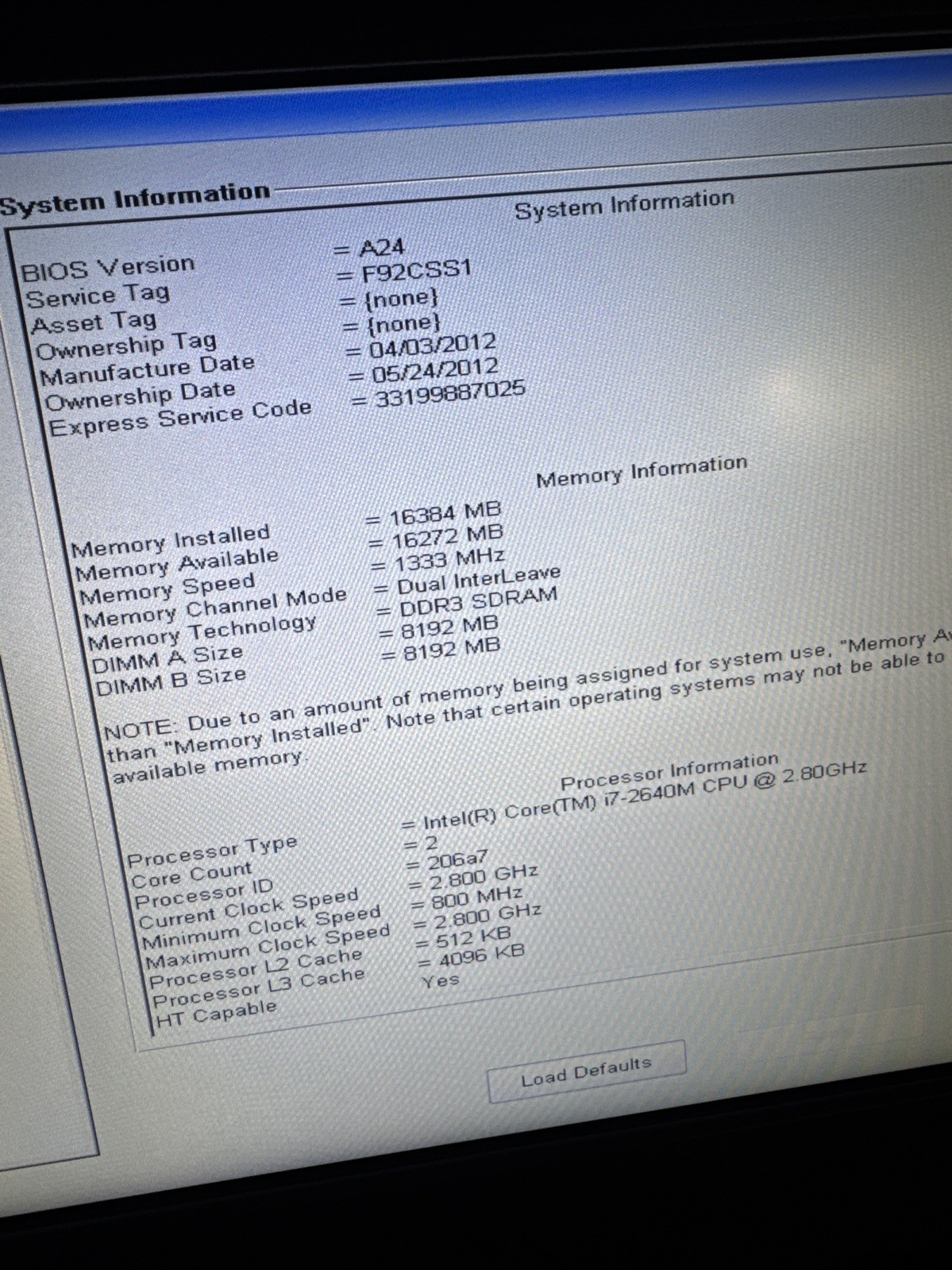 Dell Latitude E6420 XFR RUGGED Core i7-2640M 16GB RAM NO HDD NO BATTERY READ