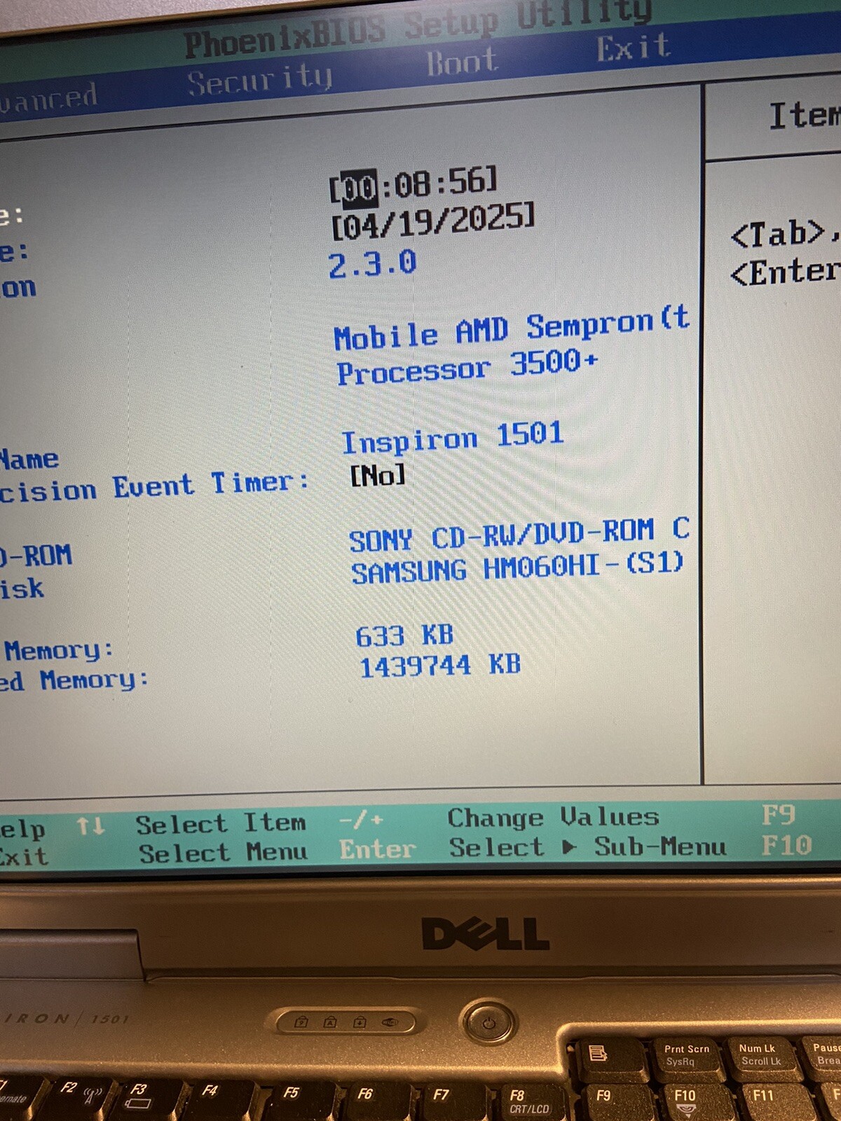 Dell Inspiron 1501 Laptop Amd Athlon 64 X2 1.3GB RAM 60gb HDD WinXP NO CHARGE