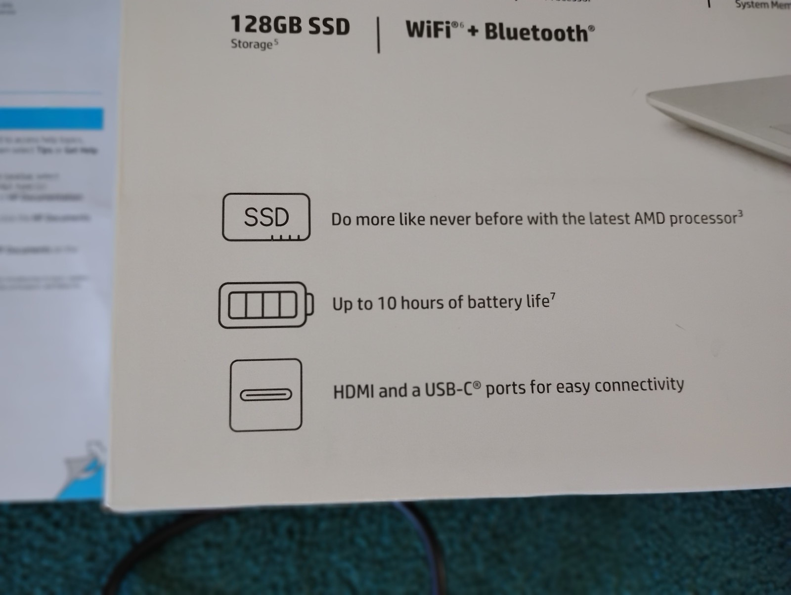 HP 14″ AMD Ryzen Laptop/Notebook, 4gb 128gb Win 11 Antivirus has Box ready use