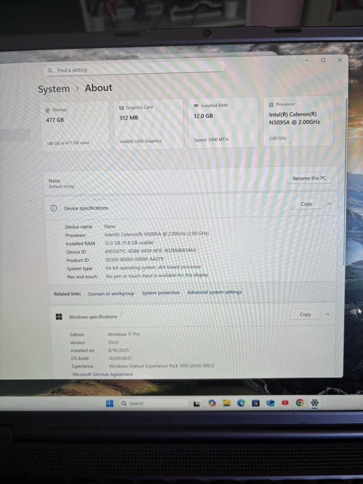 16in Laptop Celeron 12GB RAM 477GB Storage Windows 11 Pro Purple