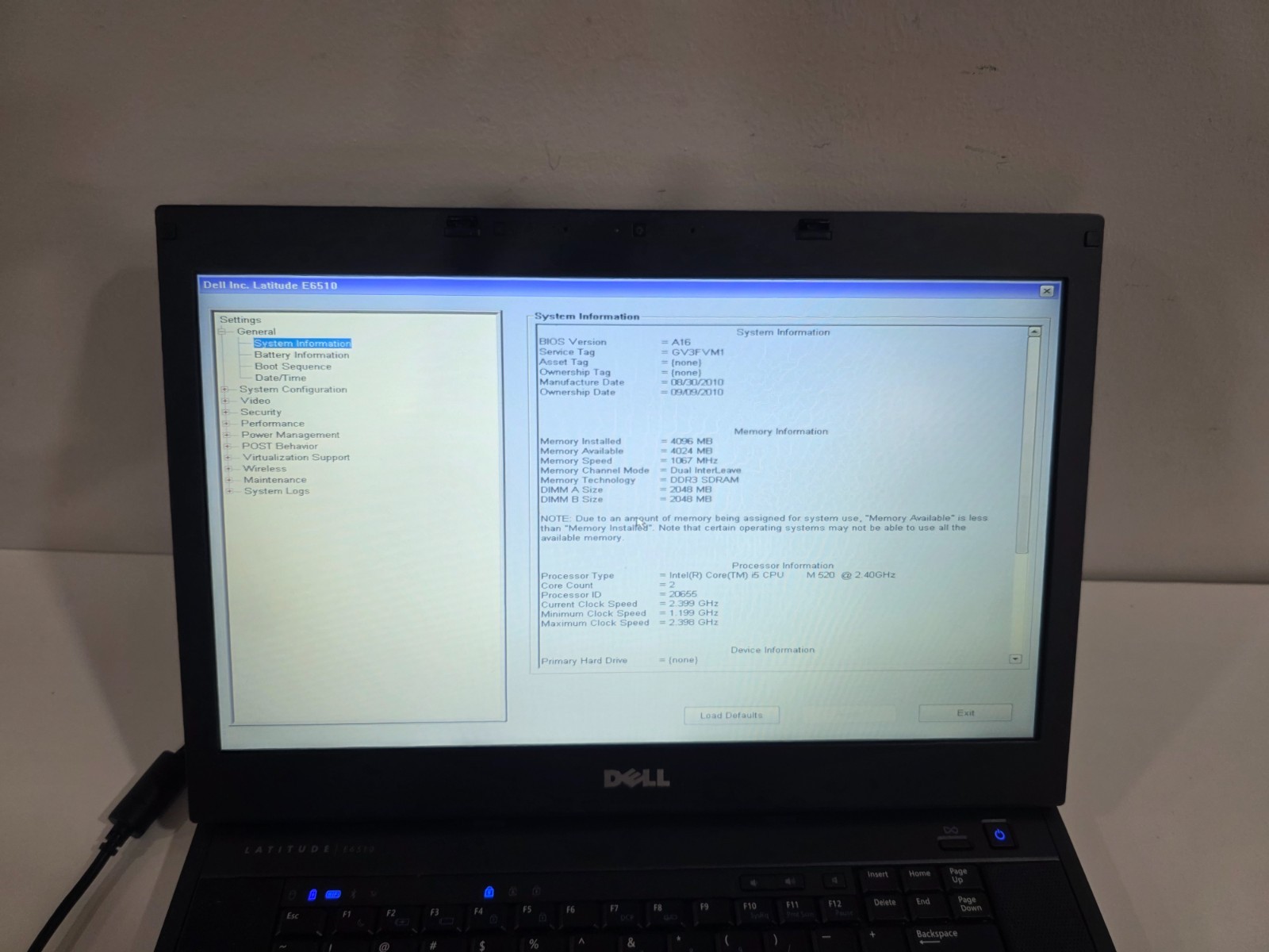 Dell Latitude E6510 Intel Core i5 CPU M 520 4GB Webcam