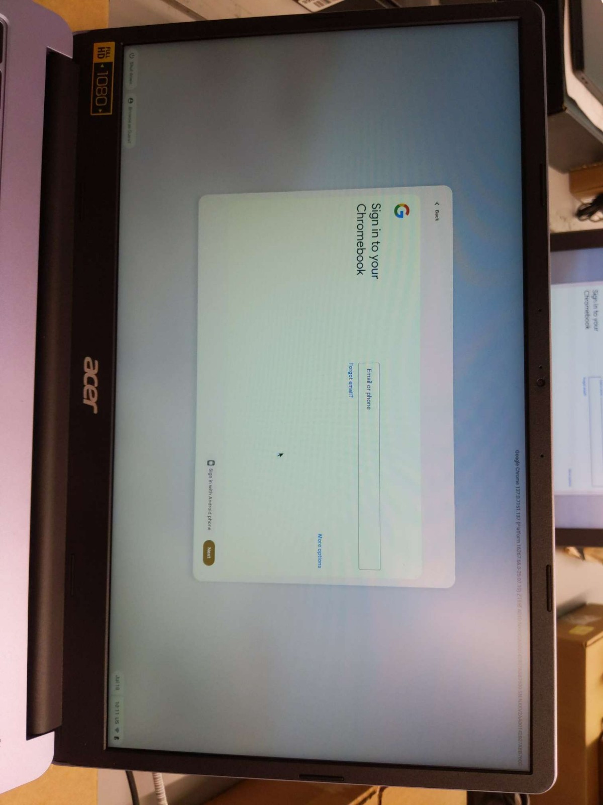 Acer CB315 15.6″ HD N4500 Intel UHD Graphics 4GB RAM 64GB Chrome Purple Used