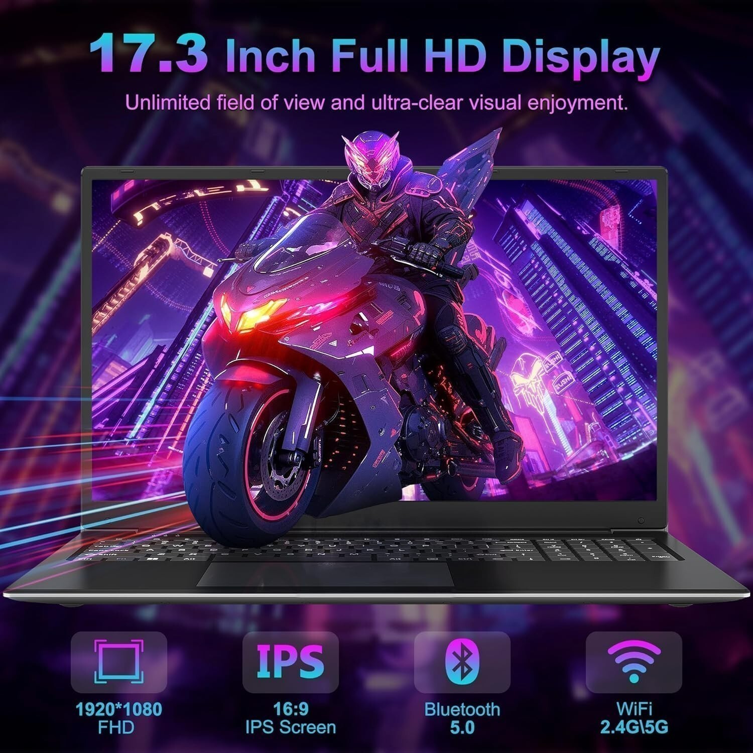 SGIN Laptop Windows 11 17.3 inch Intel N4000 4GB 128GB SSD 1920×1080 Full HD