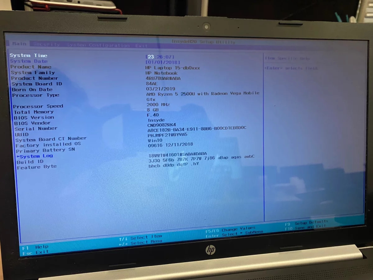 HP 15-db0XXX Laptop, Ryzen 5 2500U, 8GB, NO OS/SSD, For Parts