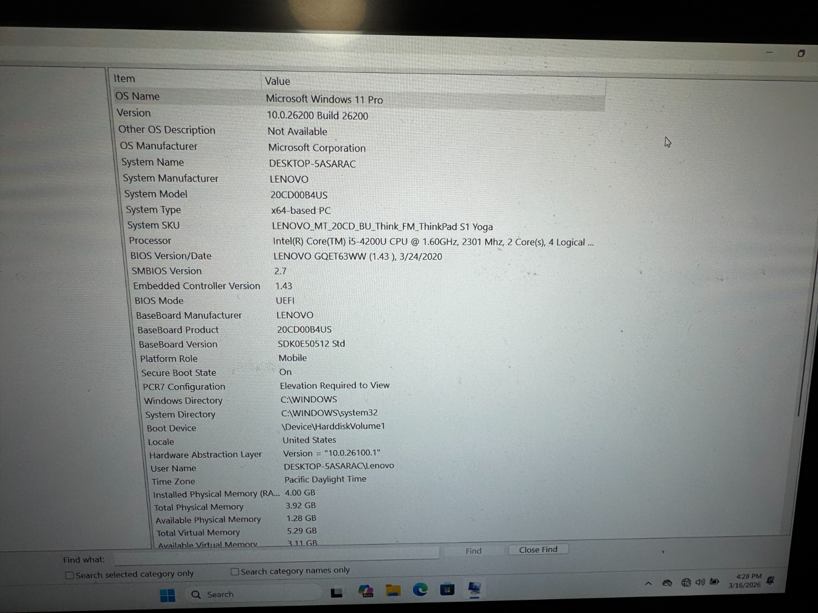 Lenovo THINKPAD S1 YOGA 2in1 12 FHD Touchscreen i5 4200U 128GB SSD 4GB Win11 Pro