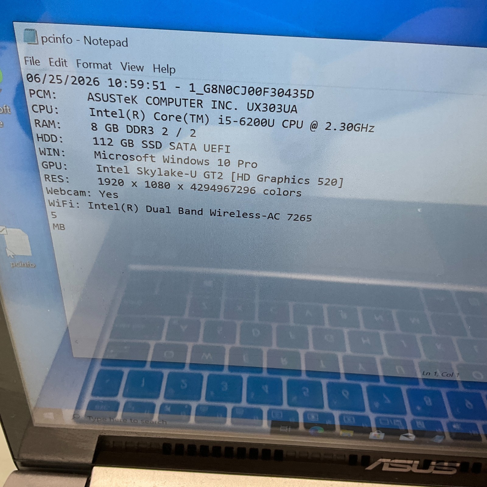 Asus ZenBook UX303UA Intel Core i5-6200U 8GB RAM 128GB SSD Windows 10 Pro