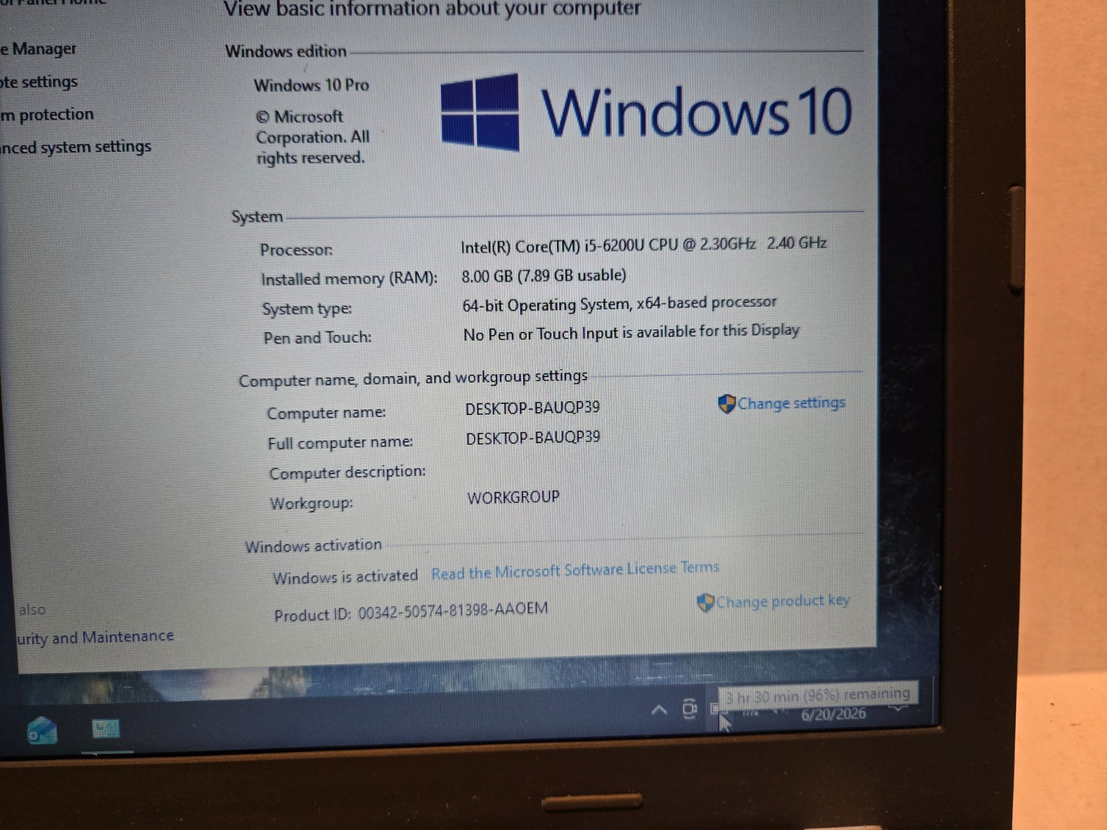 Lenovo ThinkPad E560 15.6″ HD Laptop Core i5-6200U 8GB 120GB SSD Win-10 DVD Cam